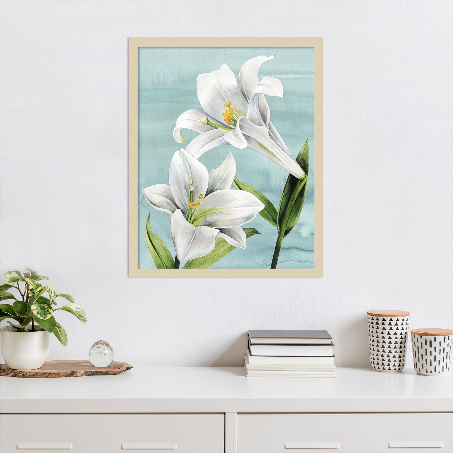 Peaceful Lilies I by Grace Popp Wood Framed Wall Art Print