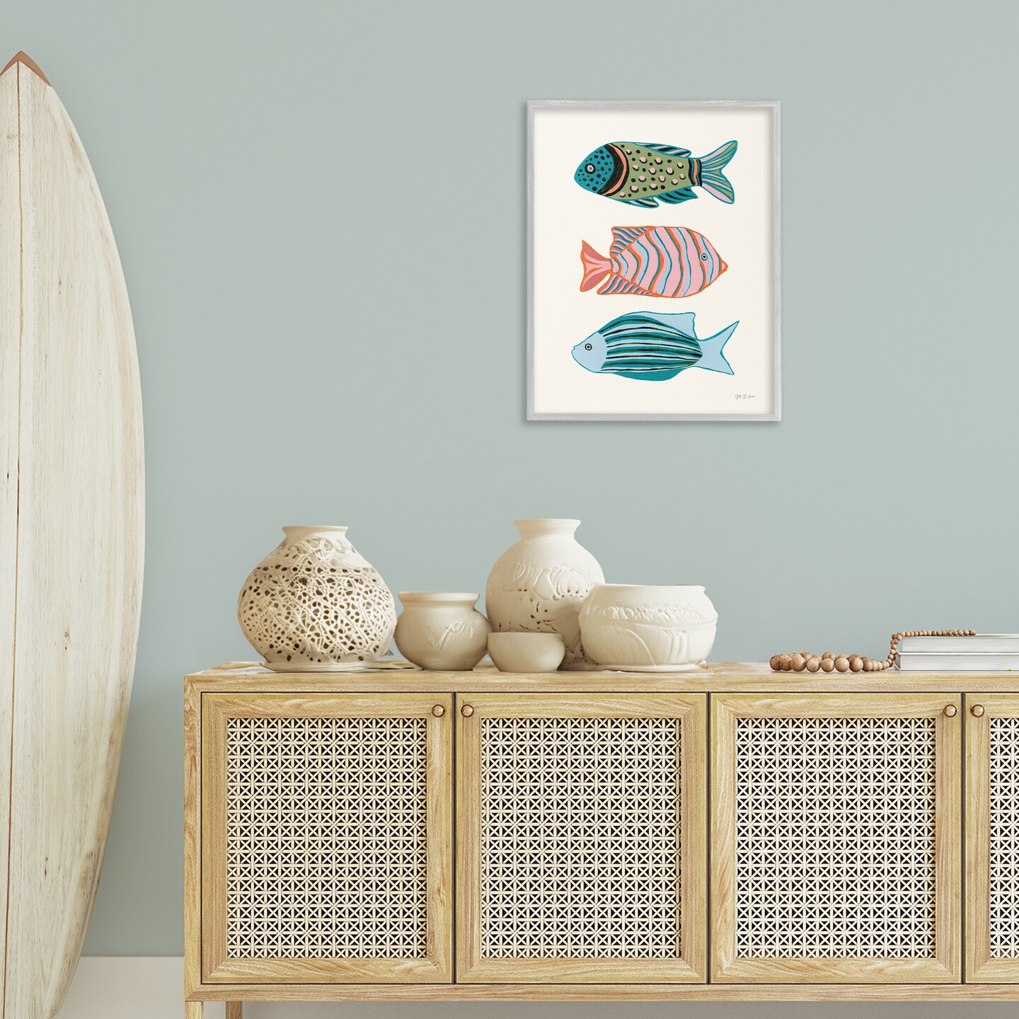 Stupell Industries Bright Tropical Fish Framed Giclee Wall Art Design by Yvette St. Amant