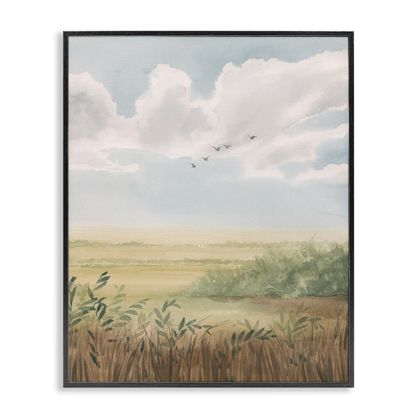 Stupell Industries Birds Flying over Countryside Framed Giclee Wall Art Design by Grace Popp 