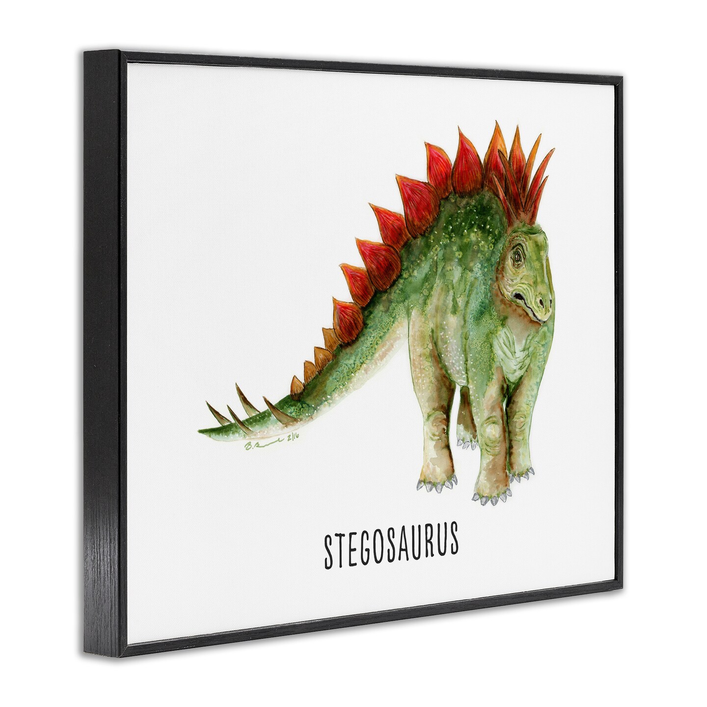 Stupell Industries Stegosaurus Dinosaur Learning Framed Giclee Wall Art Design by Brett Blumenthal
