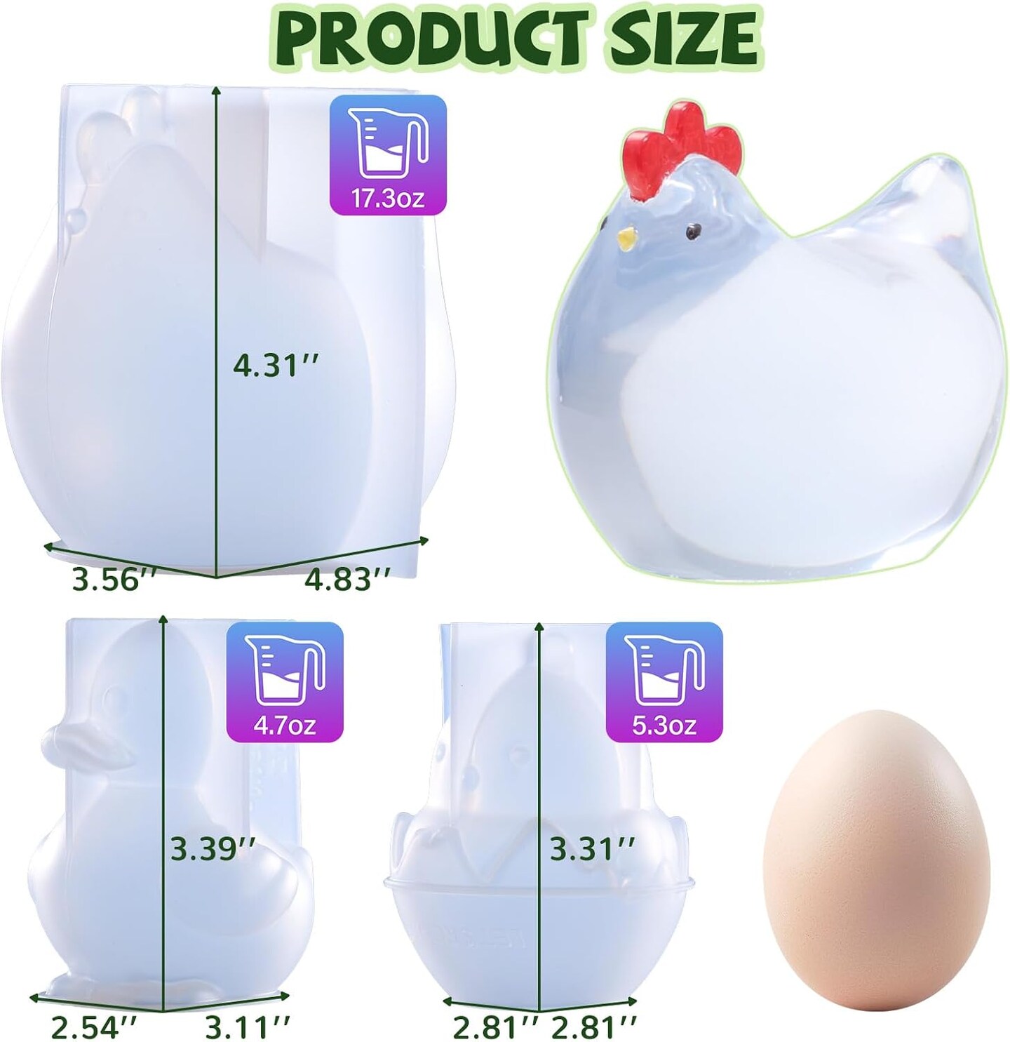 LET’S Resin 3pcs Animal Resin Molds, Large 3D Chick & Duck Resin Molds Silicone, Flexible Effortless Demoldable Epoxy Molds for Resin Casting, Soap, Candle, Flowers Preservation