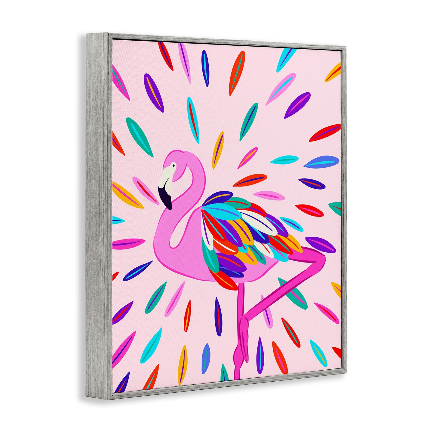 Stupell Industries Flamingo Feather Flair Framed Giclee Wall Art Design by Catalina Aguirre