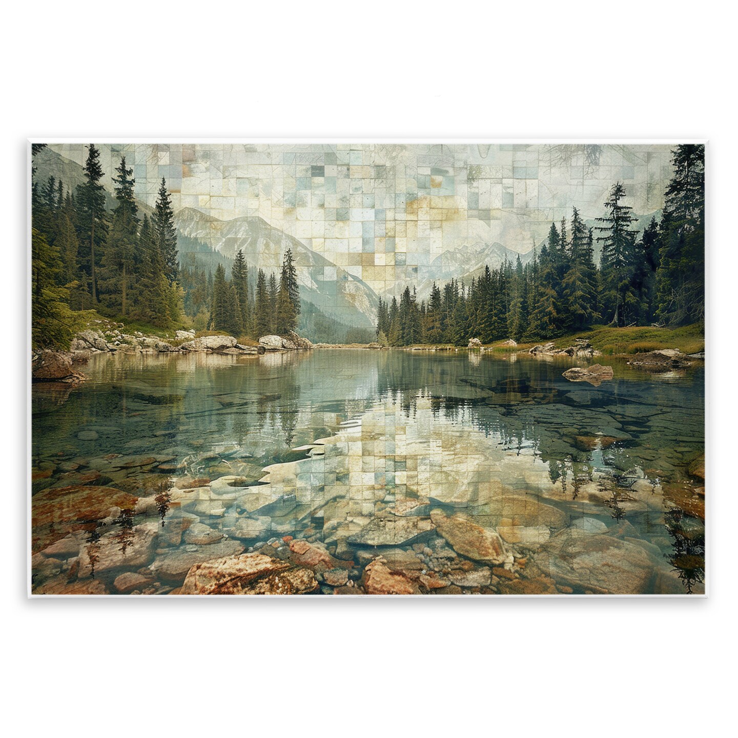 Stupell Industries Tiled Mountain Landscape Wall Plaque Art Design by LSR Design Studio