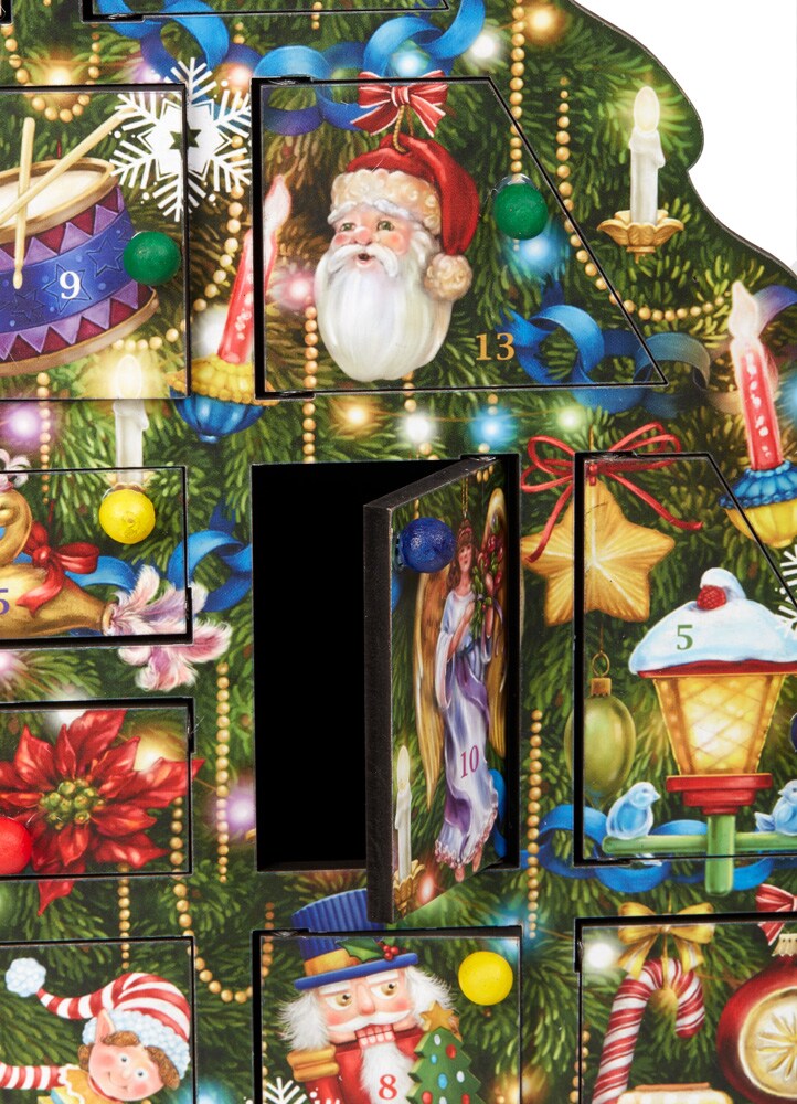 Christmas Tree Wooden Advent Calendar - Countdown to Christmas - Use Year After Year - Family Heirloom - 17" x 19 1/2" by Vermont Christmas Company