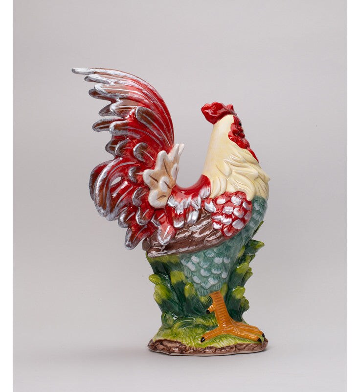 Ceramic Red Rooster Figurine, Farmhouse Kitchen Decor, Gift for Her