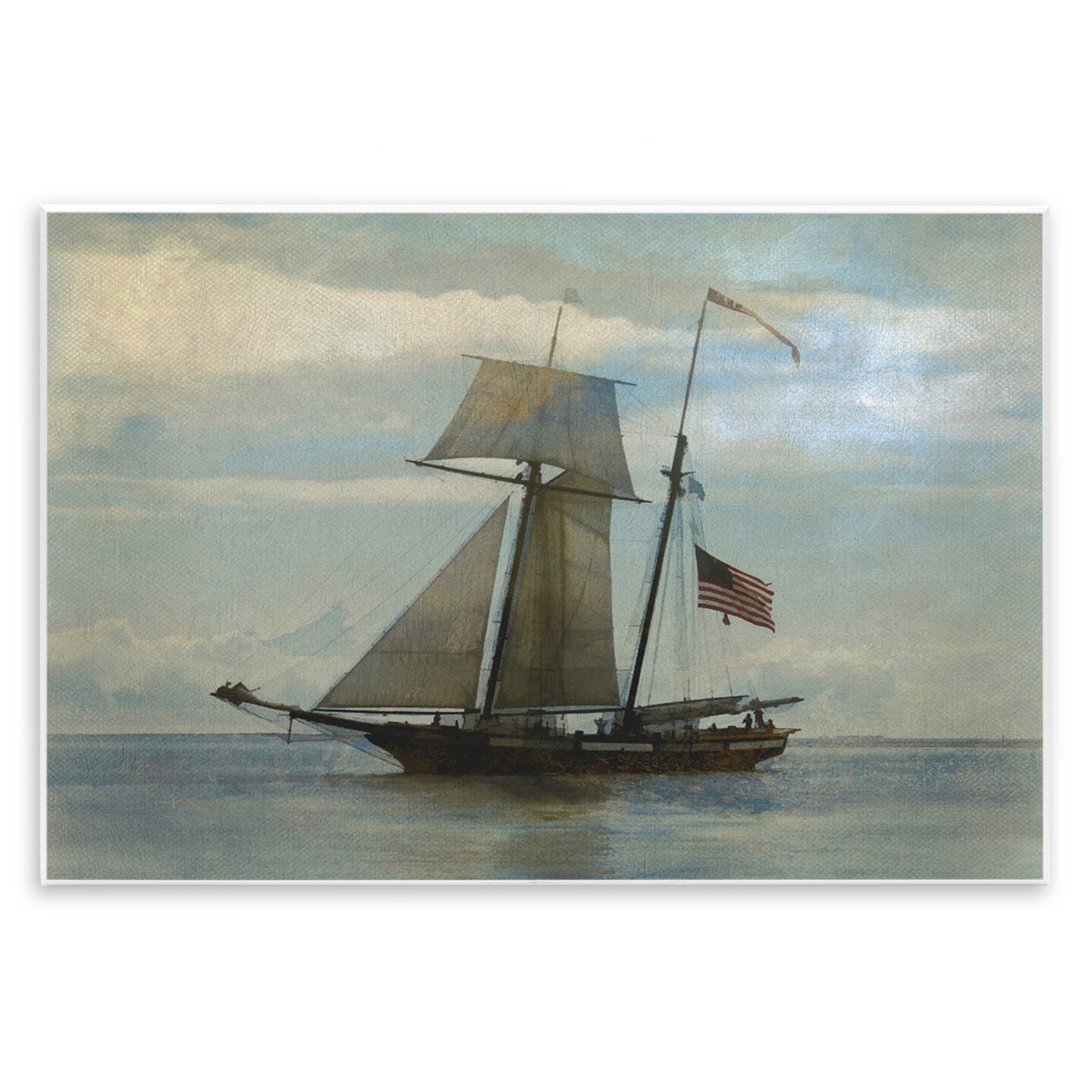 Stupell Industries Classic Ship with Flag Wall Plaque Art Design by Graffi*tee Studios