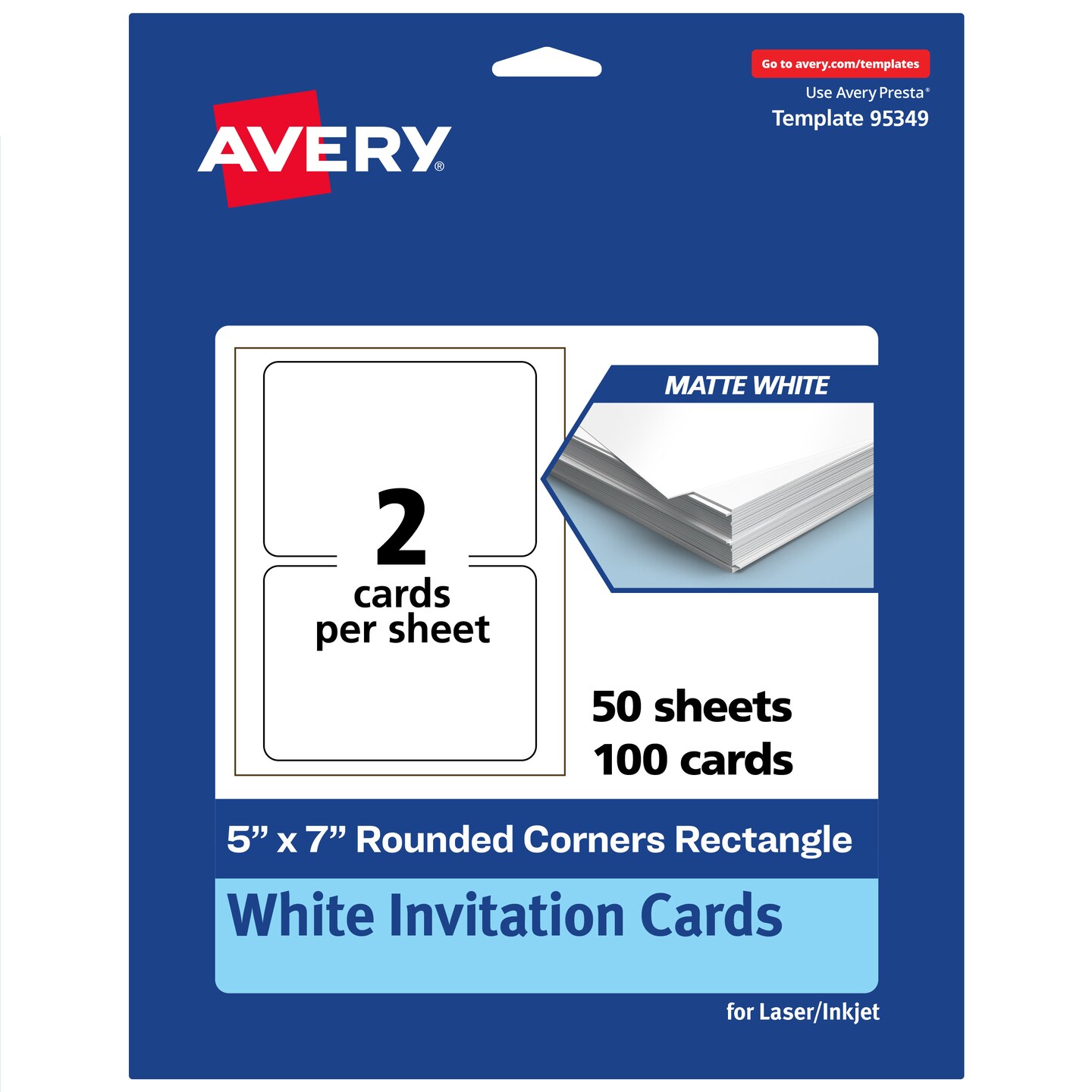 Avery Matte White Invitation Cards, 5&#x22; x 7&#x22; Rectangle Rounded Corners