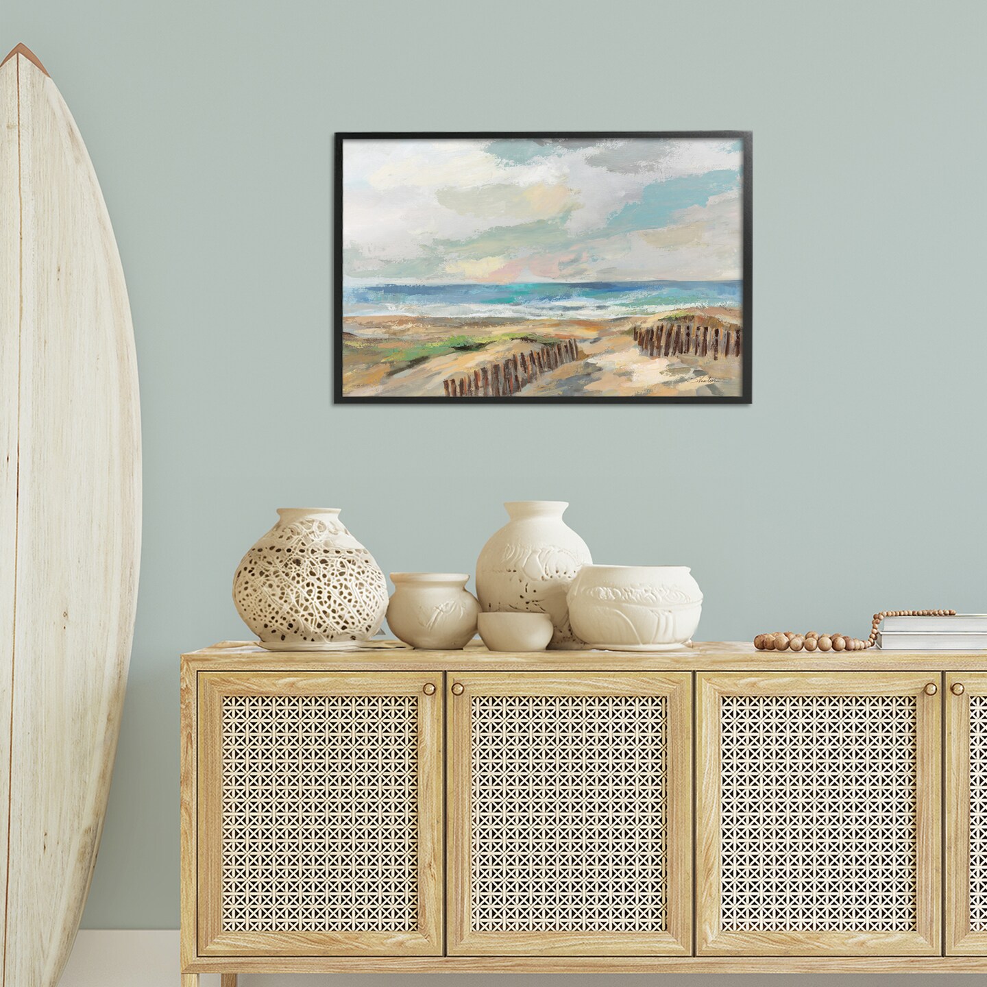 Stupell Industries Summer Beach Dunes Framed Giclee Wall Art Design by Silvia Vassileva