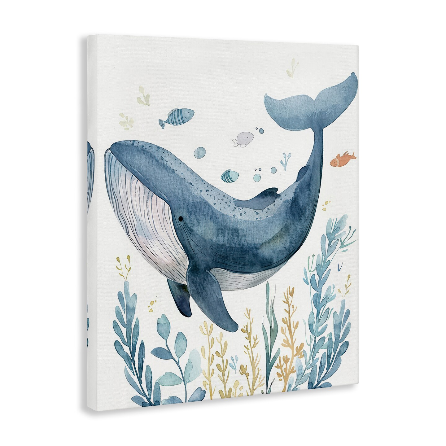 Stupell Industries Curved Blue Whale Canvas Wall Art Design by Franklyn Gregory