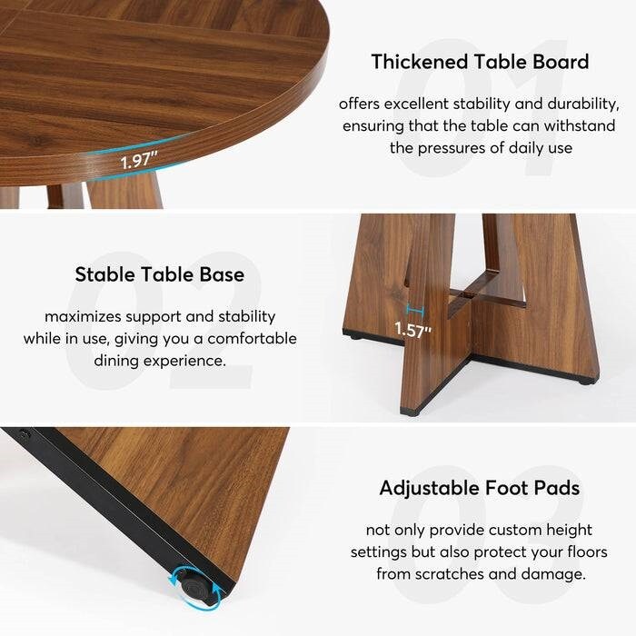 47-Inch Round Wooden Dining Table with Scratch-Resistant Surface for Kitchen or Living Room