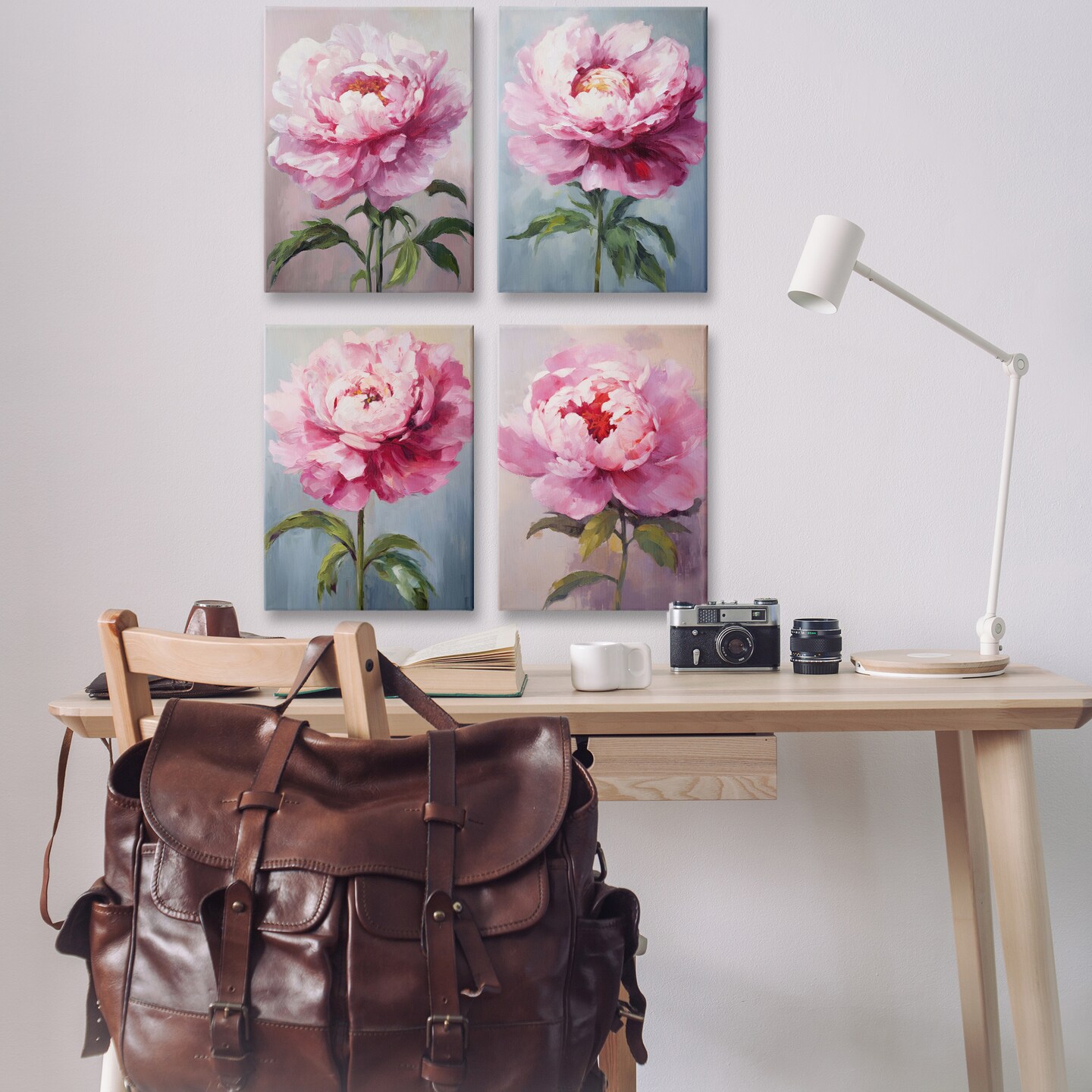 Stupell Industries Flushed Pink Florals 4pc Canvas Wall Art Set Design by Petal Prints Design