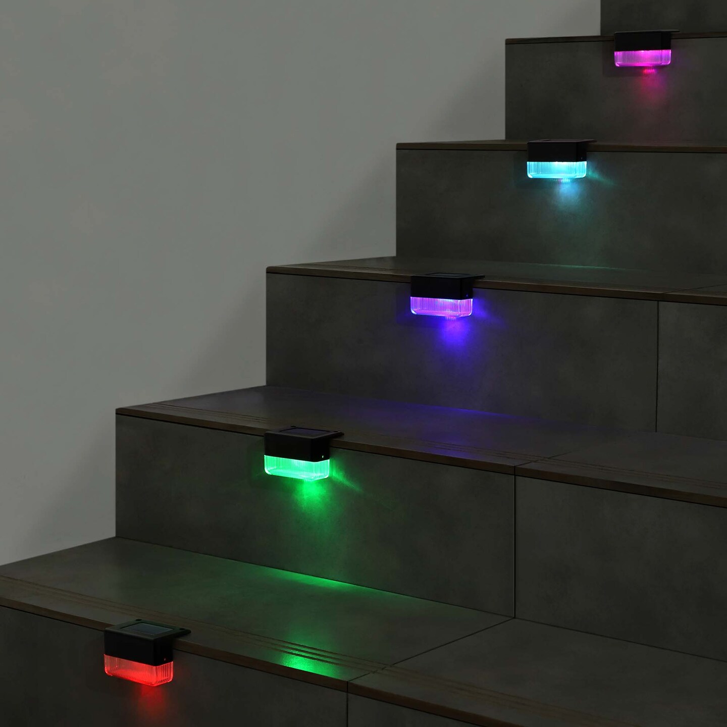 8pcs Solar Deck Lights Step Light Outdoor Pathway Fence Light 2 Lighting Modes