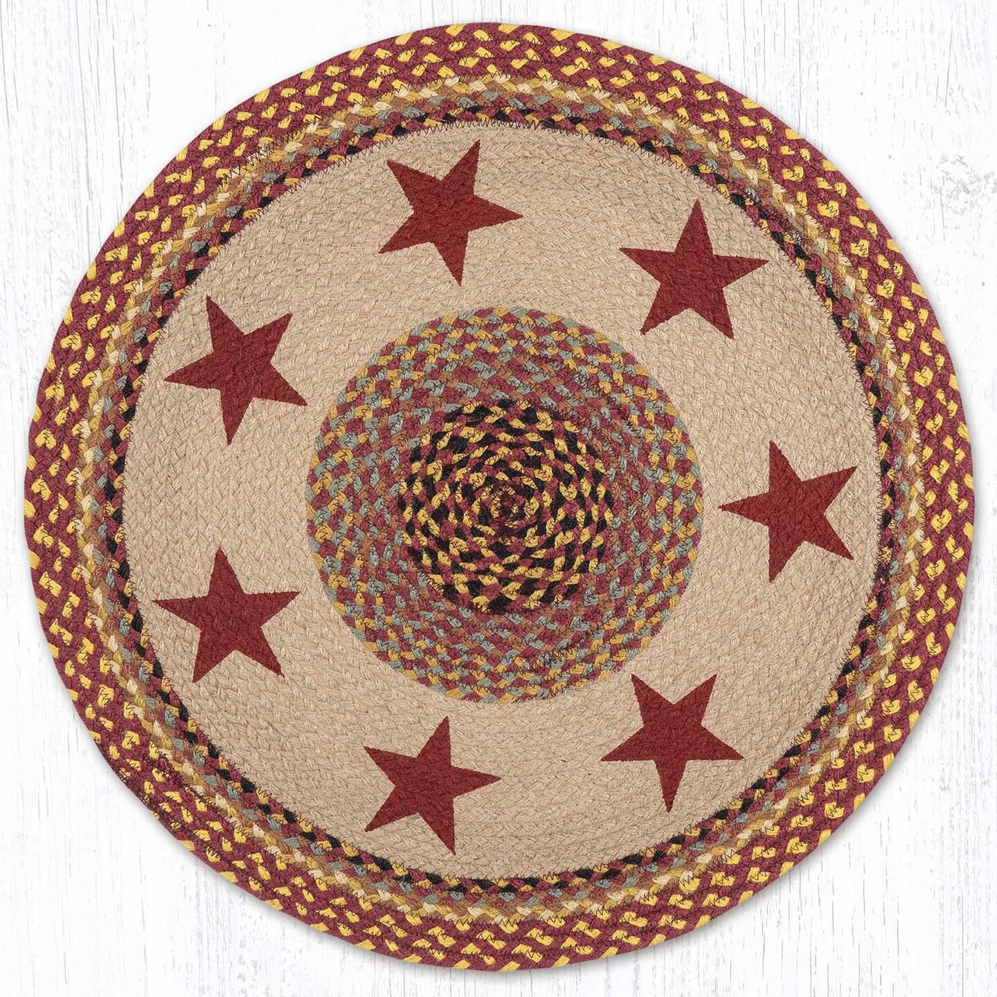 Earth Rugs RP-357 Burgundy Stars Round Patch 27&#x22; x 27&#x22;