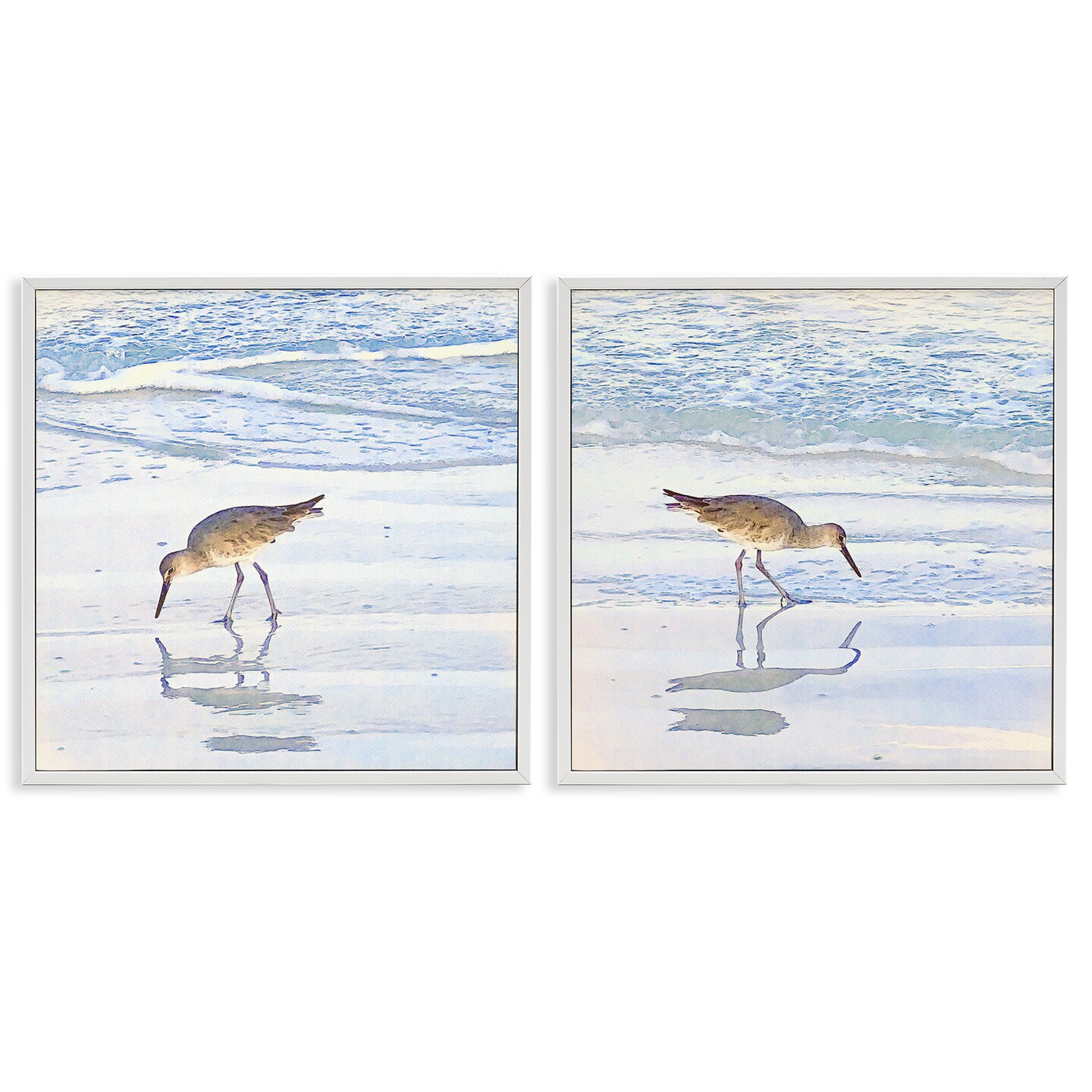 Stupell Industries Seaside Sandpiper Birds 2pc Framed Giclee Wall Art Set Design by Christine Zalewski 