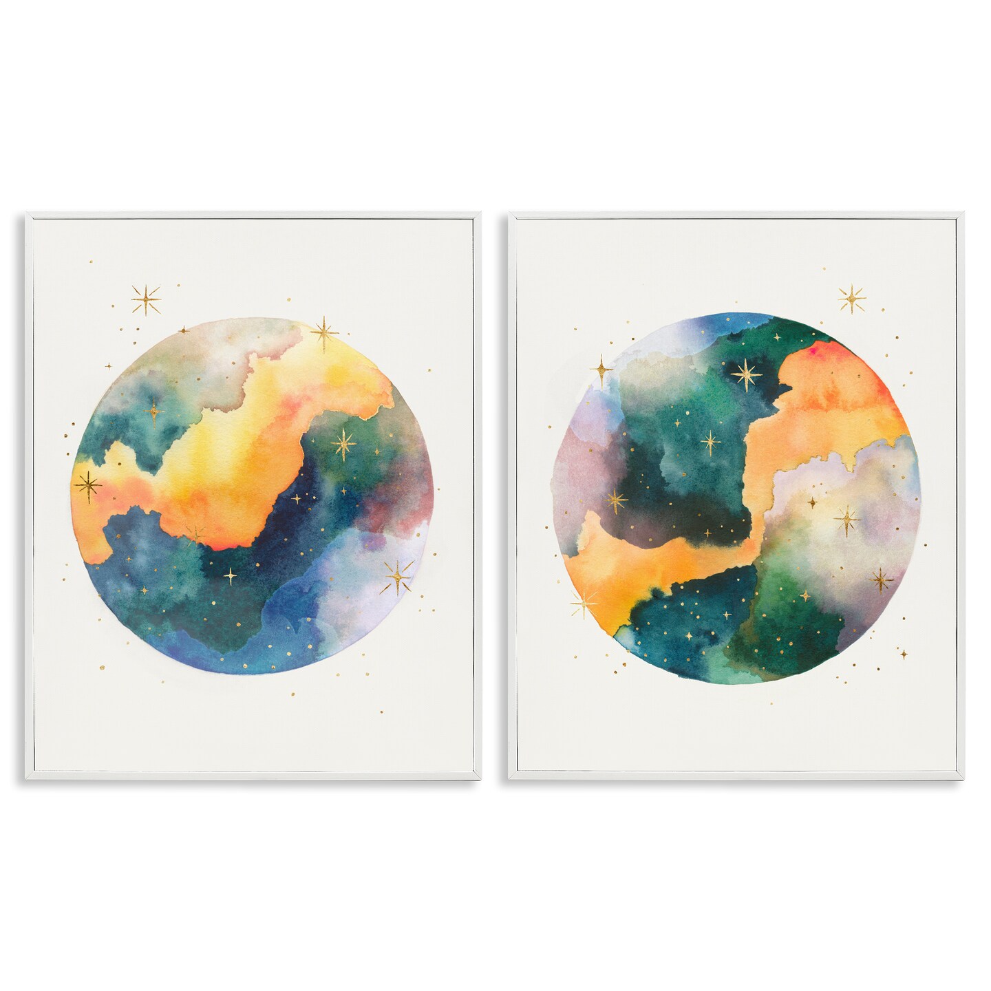 Stupell Industries Outer Space Round Galaxies 2pc Framed Giclee Wall Art Set Design by Grace Popp