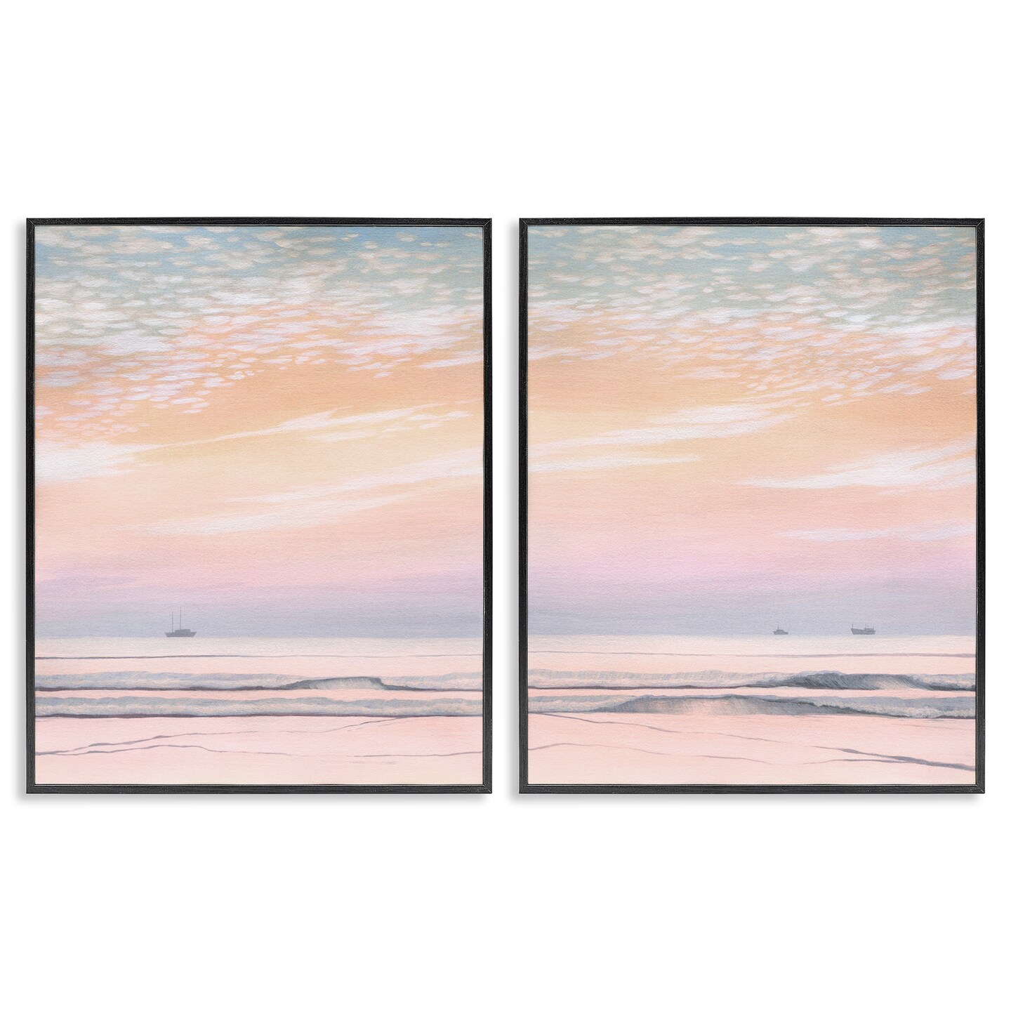 Stupell Industries Peachy Coastal Sunrise 2pc Framed Giclee Wall Art Set Design by Grace Popp