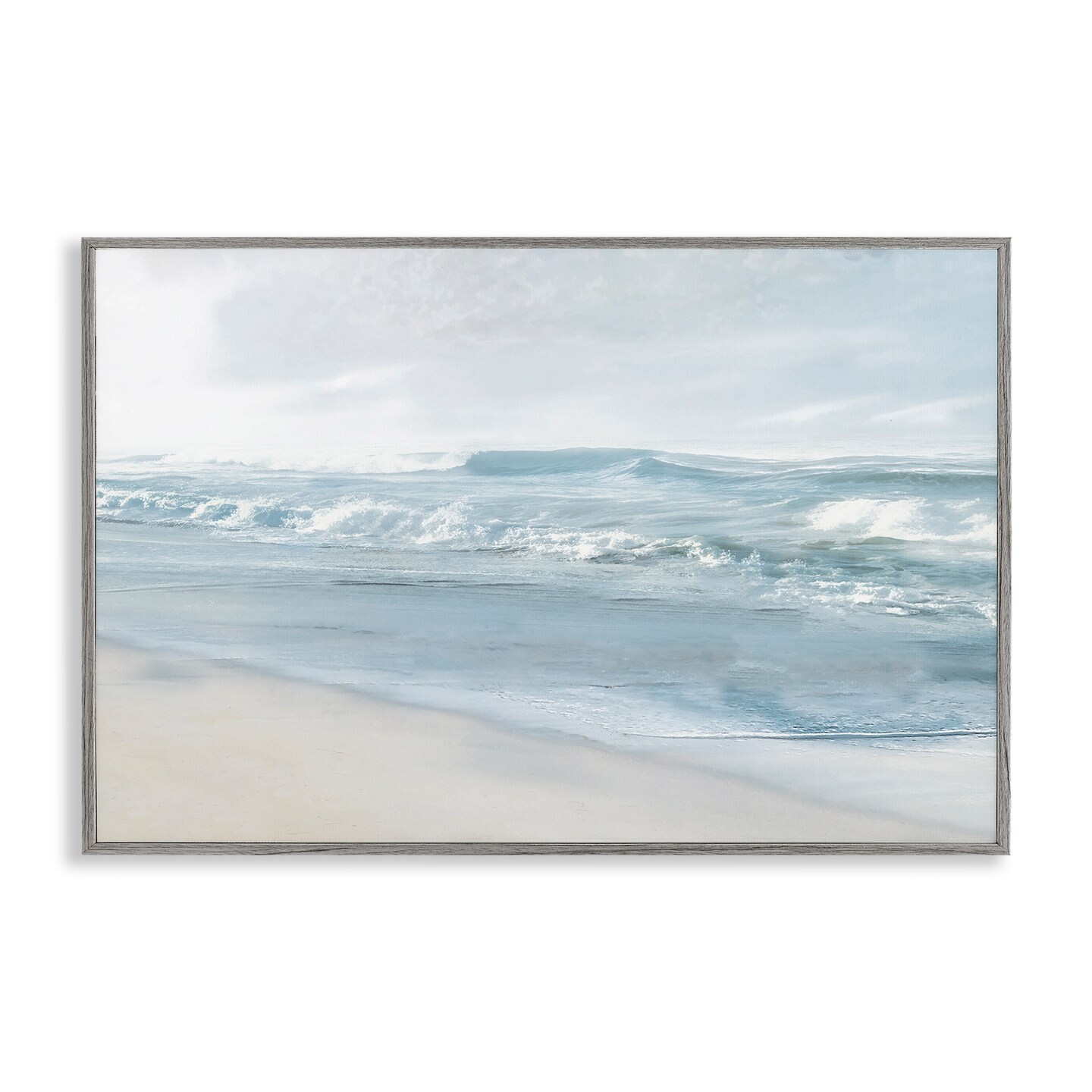 Stupell Industries Calm Blue Beach Waves Framed Giclee Wall Art Design by Mike Calascibetta