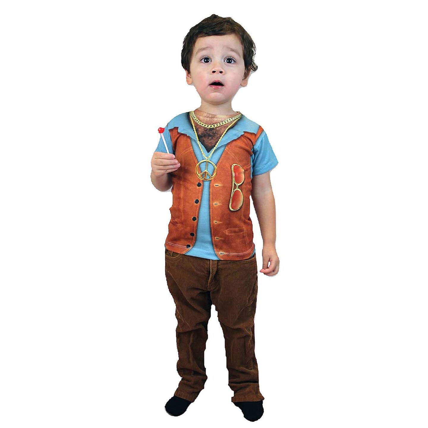 Boy&#x27;s Hairy Chest Hippie Child Costume Child Large
