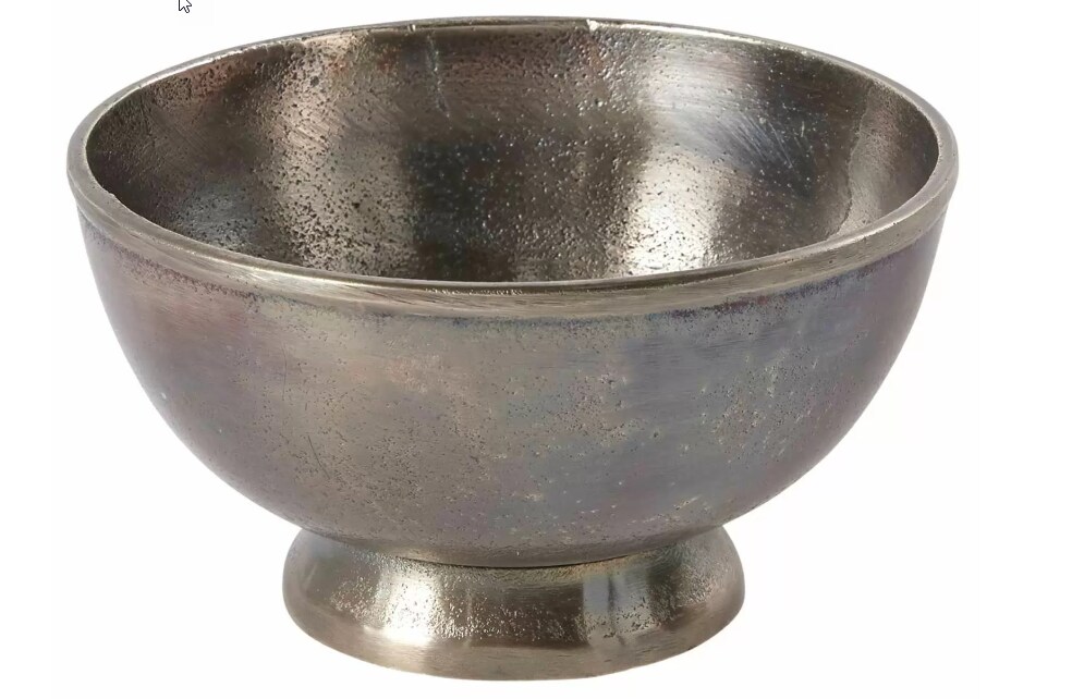 Small Vintage Metal Compote Bowl &#x2013; 5.75&#x22; Floral Pedestal Vase for Centerpieces &#x26; Wedding Decor-73230
