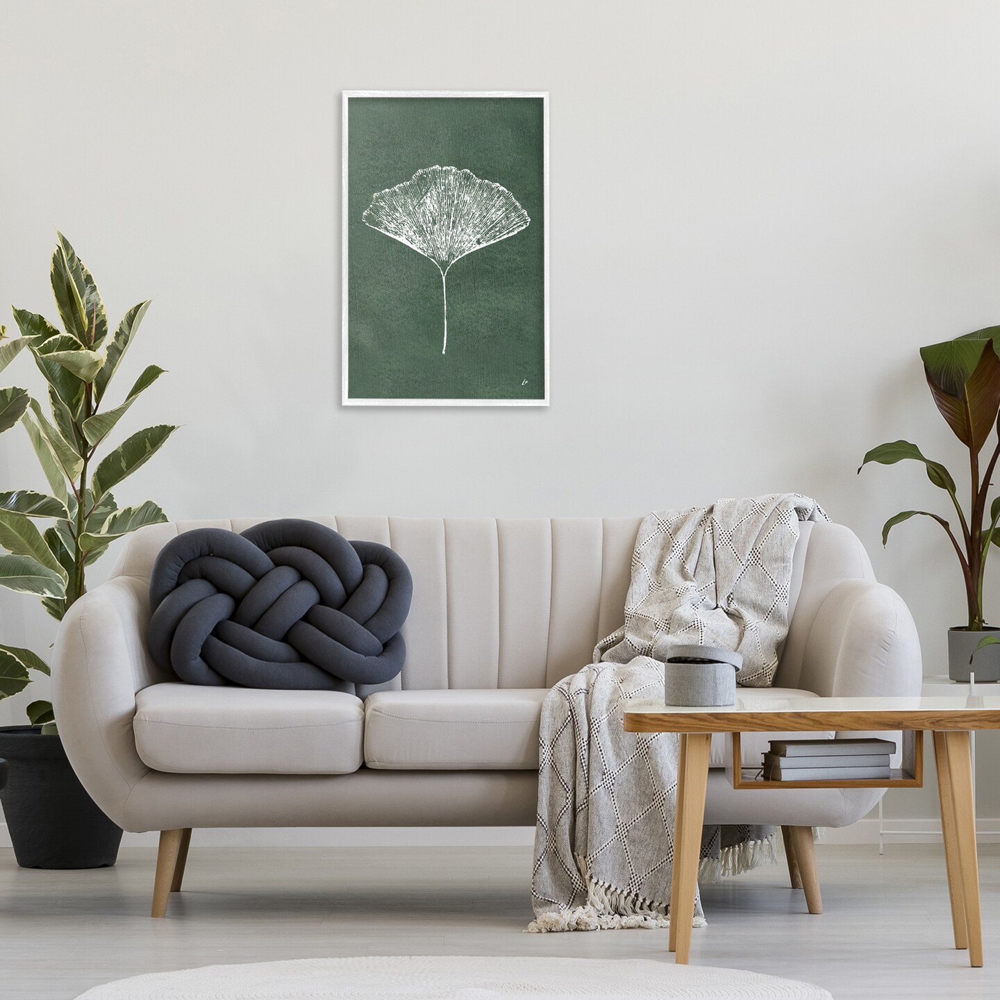 Stupell Industries Ginkgo Impression on Green Framed Giclee Wall Art Design by Lydia Orange