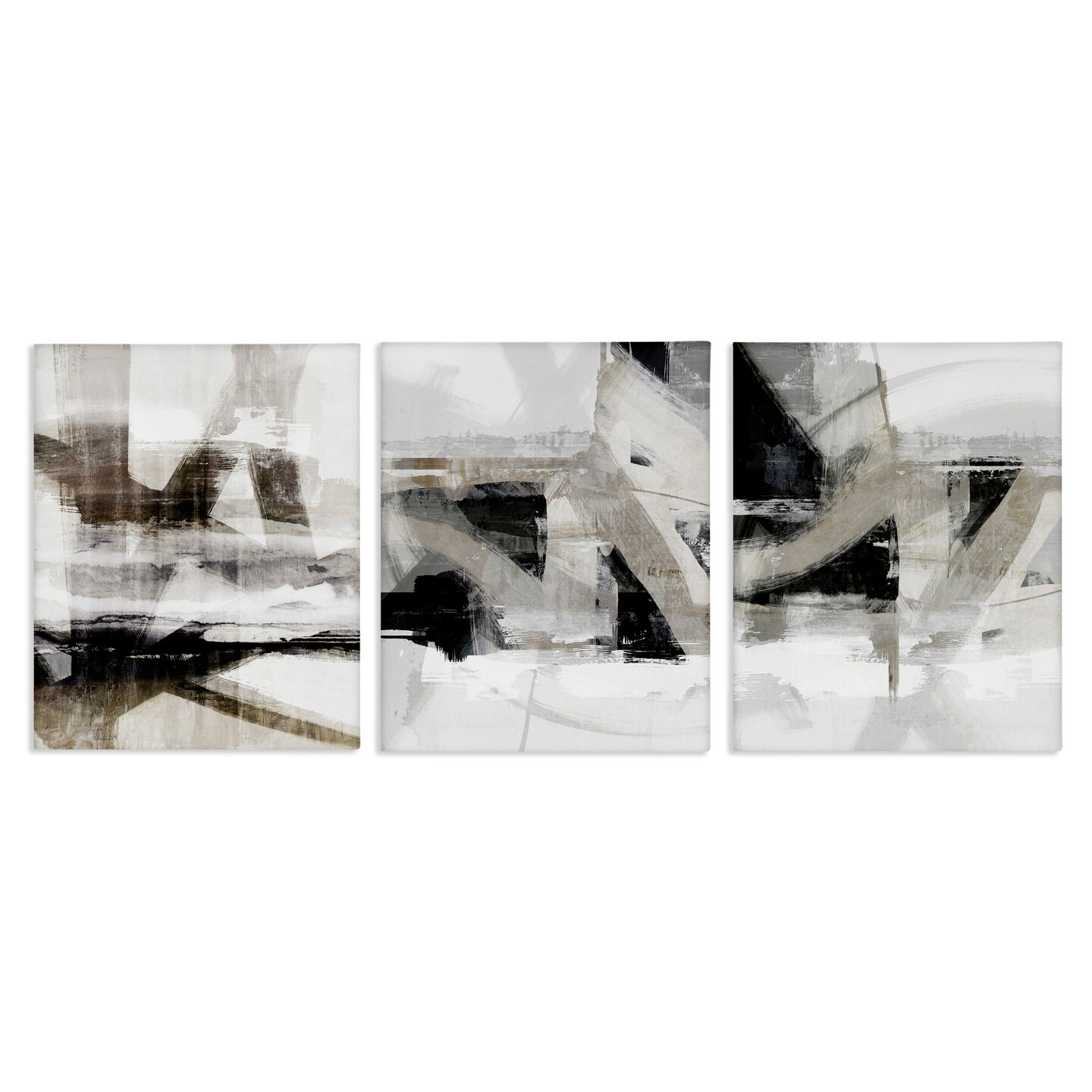 Stupell Industries Industrial Streaked Composition 3pc Canvas Wall Art Set Design by Nina Blue