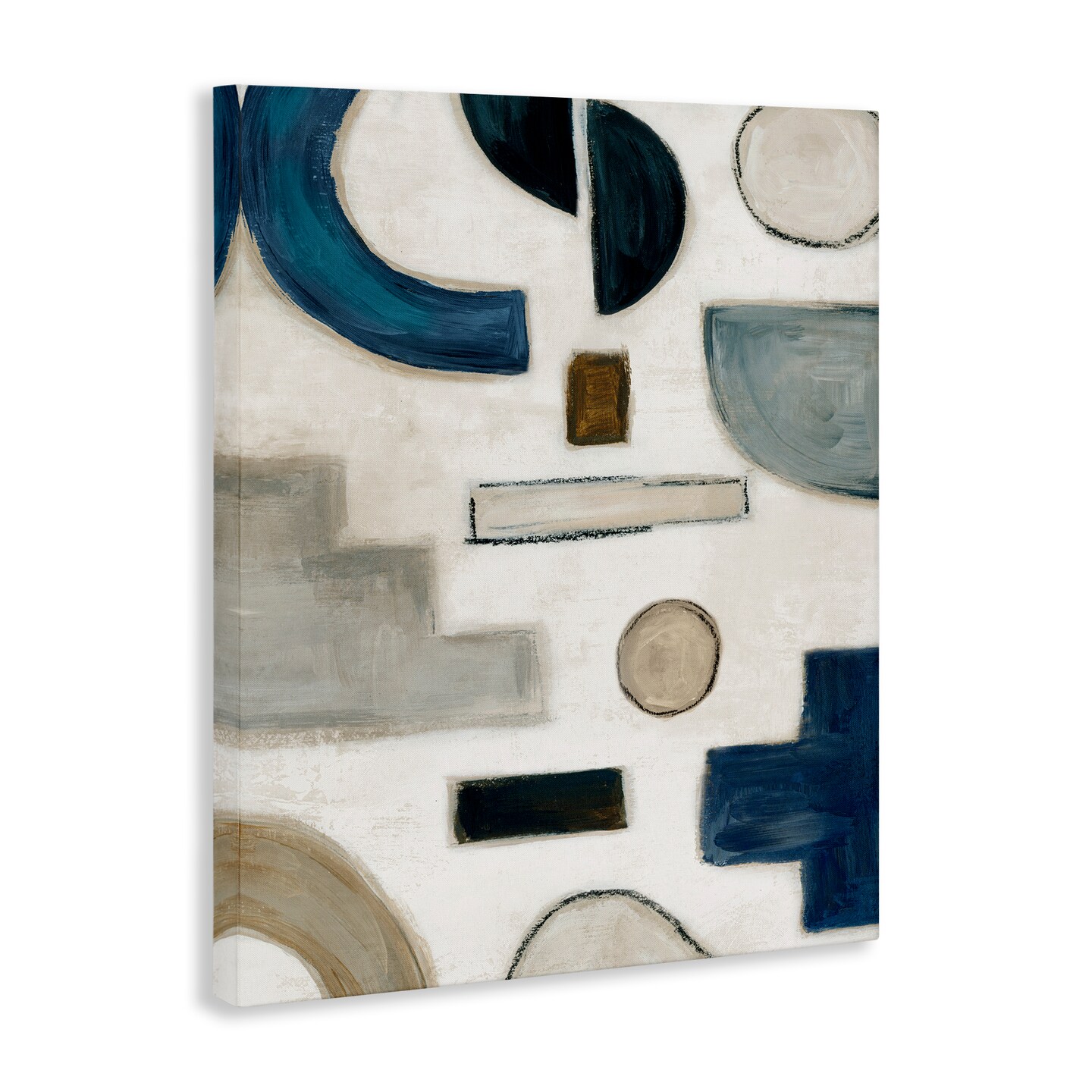 Stupell Industries Neutral Shapes Blue & Beige Canvas Wall Art Design by Emma Peal
