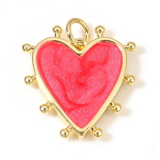 Heart Charms - Enamel Charms - 18k Gold Charms - Jewelry Making Charms - 19x18mm - 2pcs