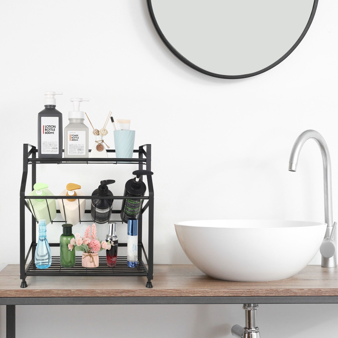 3-Tier Spice Rack Countertop Seasoning Bottle Organizer for Kitchen Cabinet