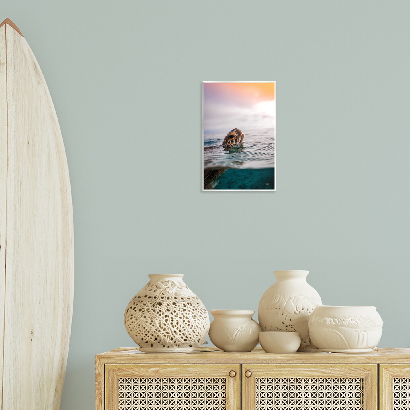 Stupell Industries Turtle Swim at Sunrise Wall Plaque Art Design by Max Blakesberg Studios