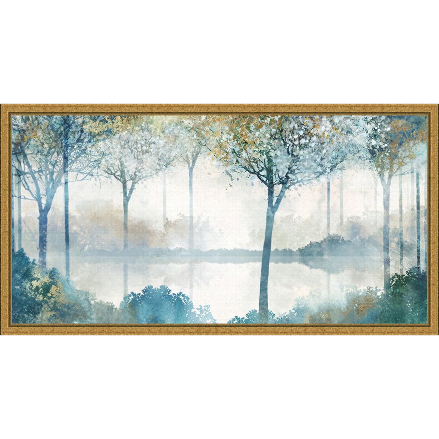 Blue Forest Lookout II by Ken Roko 27-in. W x 14-in. H. Canvas Wall Art Print Framed in Gold