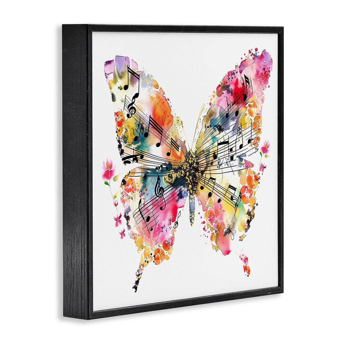 Stupell Industries Butterfly & Music Notes Framed Giclee Wall Art Design by LSR Design Studio
