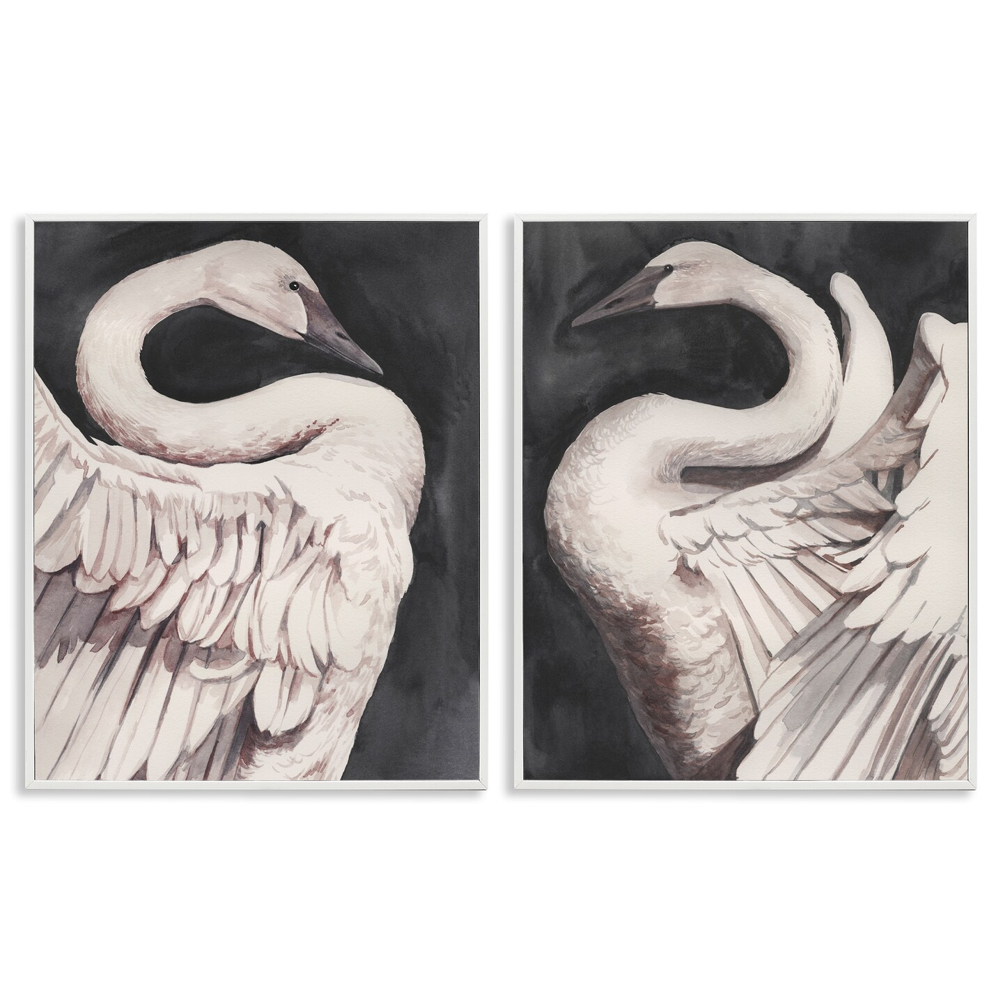 Stupell Industries Swans Taking Flight 2pc Framed Giclee Wall Art Set Design by Grace Popp