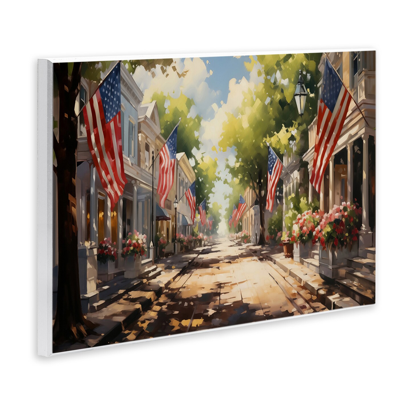 Stupell Industries American Flag Lined Street Wall Plaque Art Design by Arlington Prints