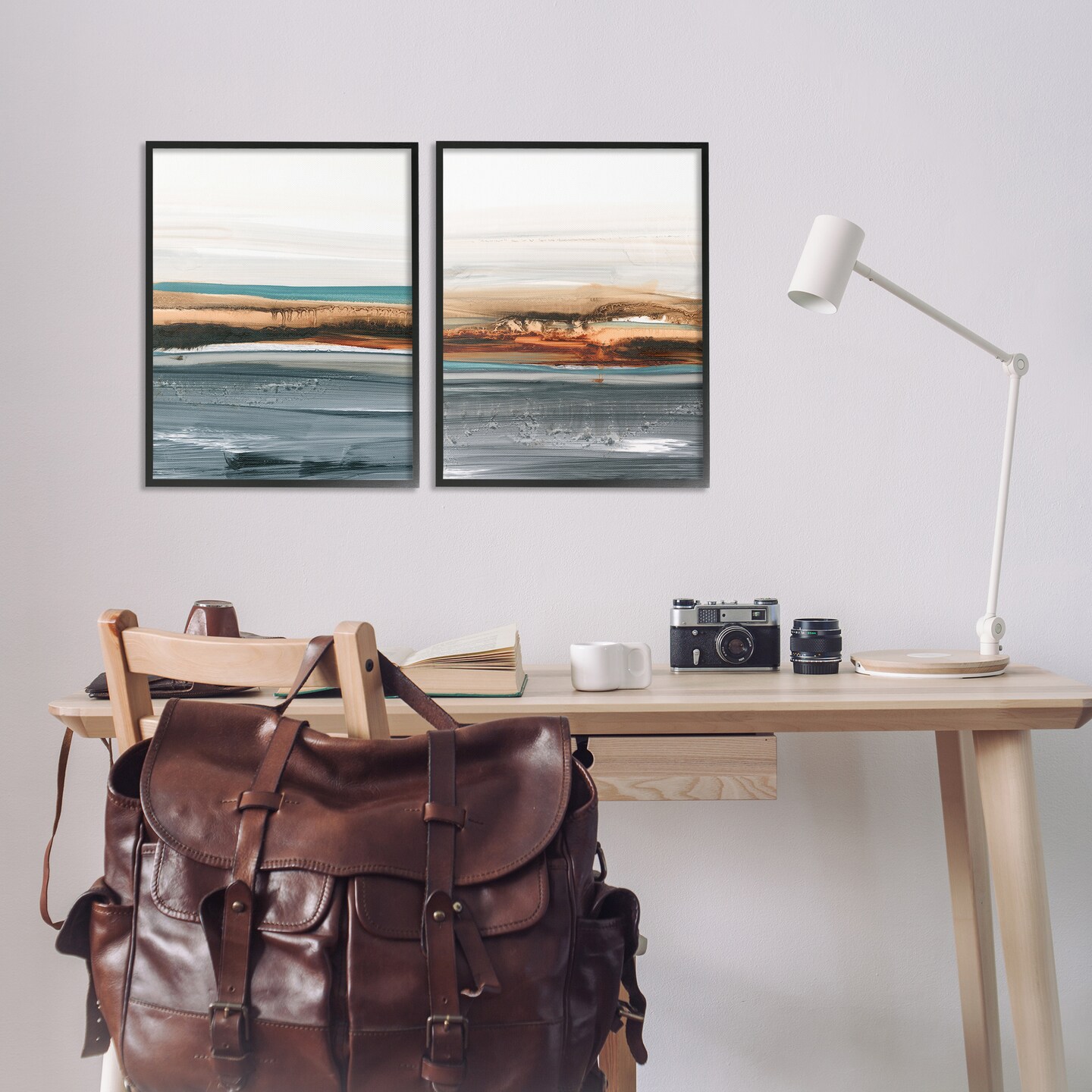 Stupell Industries Coastal Beach Impression 2pc Framed Giclee Wall Art Set Design by Ethan Harper
