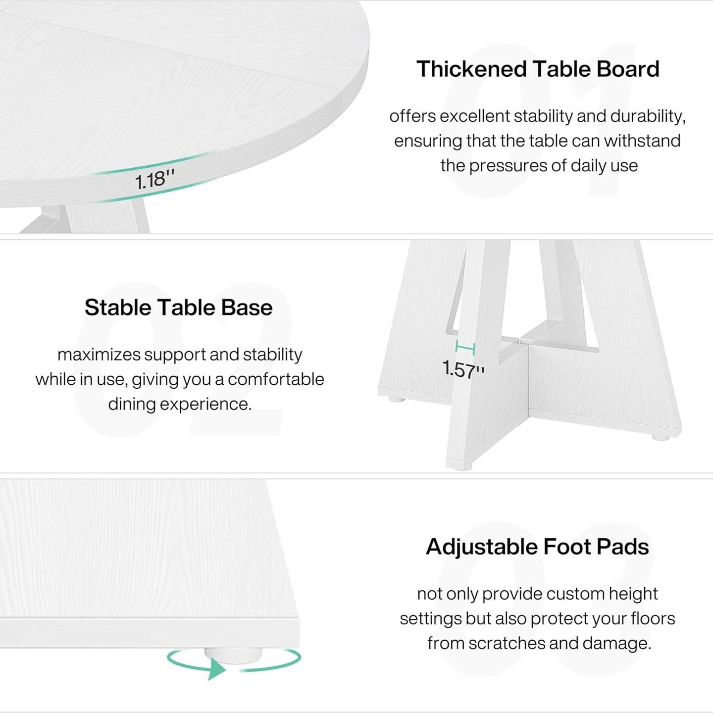 47-Inch Round Wooden Dining Table with Scratch-Resistant Surface for Kitchen or Living Room