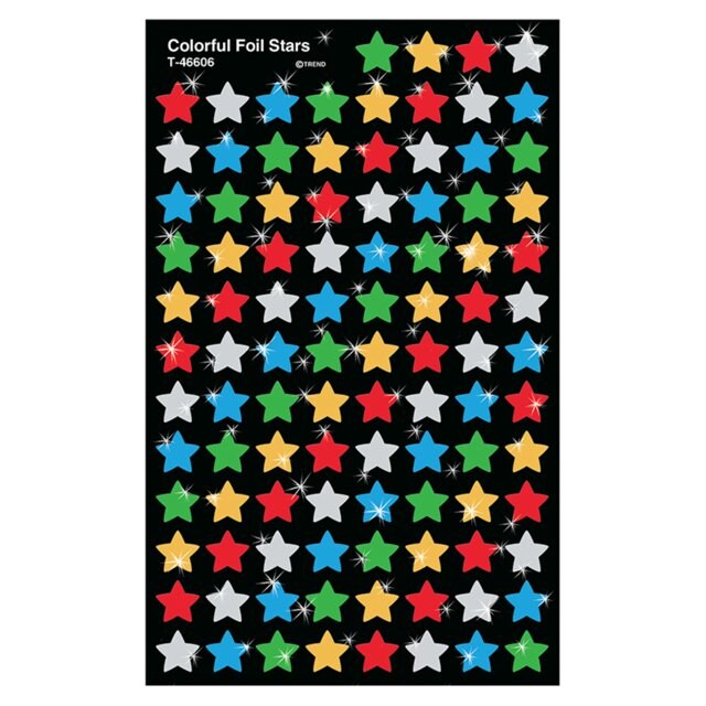 Colorful Foil Star Stickers – 400 Pack, 4 Sheets Shiny Reward Labels for Teachers, Crafts & Kids