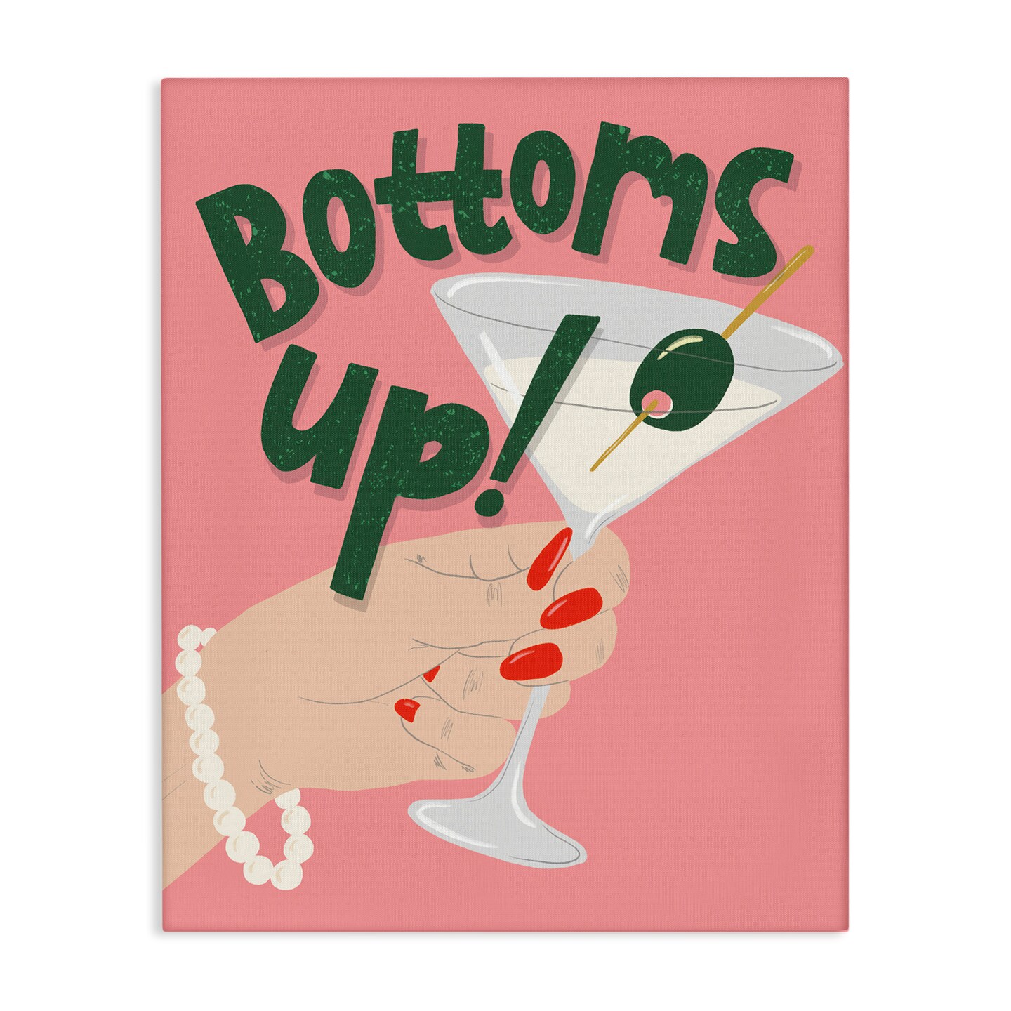 Stupell Industries Bottoms Up with Martini Canvas Wall Art Design by Kristina Hultkrantz