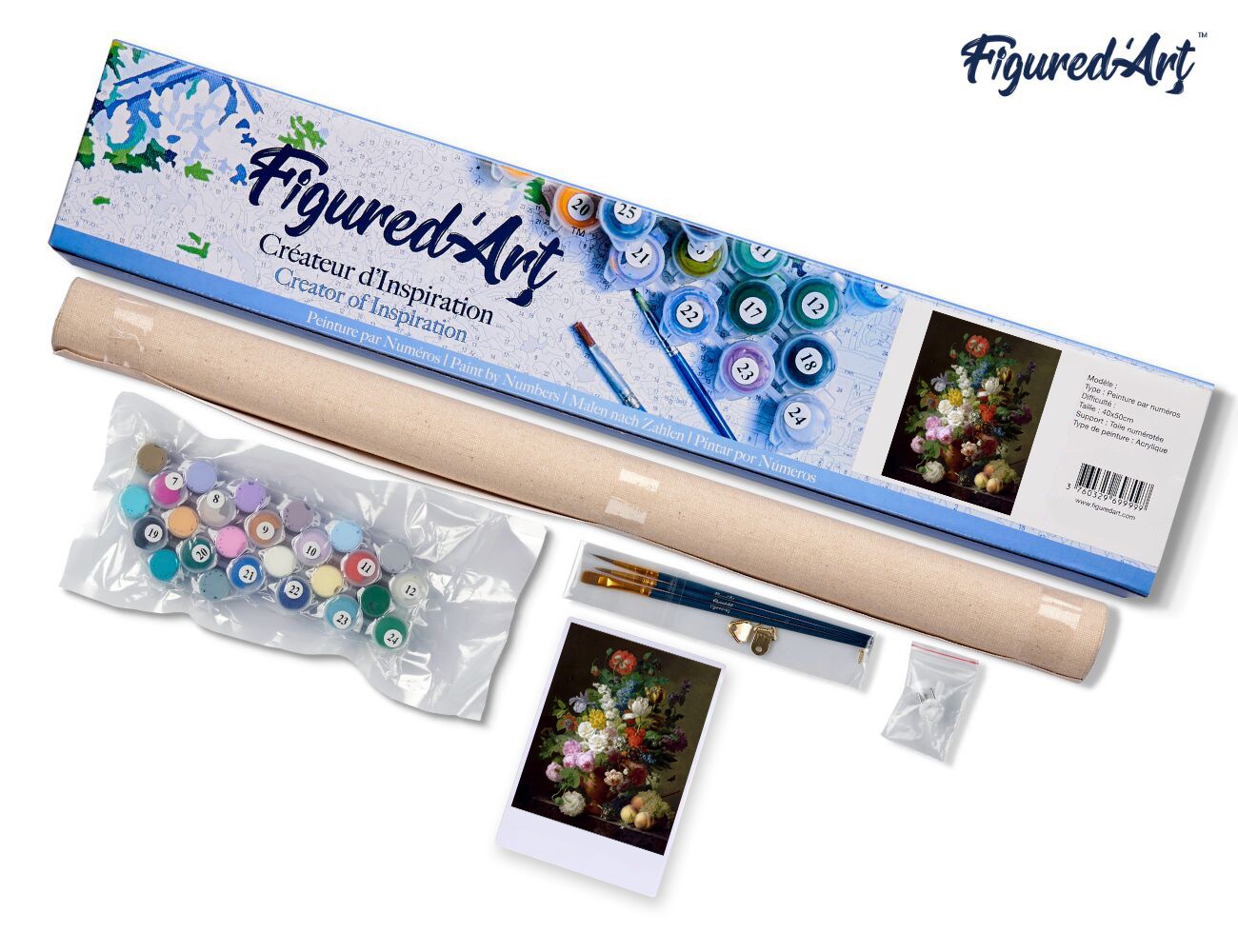 Figured&#x27;Art Paint by Numbers Kit for Adults Jan Frans van Dael - Vase of Flowers 16&#x22;x20&#x22; - Craft Art Painting DIY Kit Rolled Canvas without frame