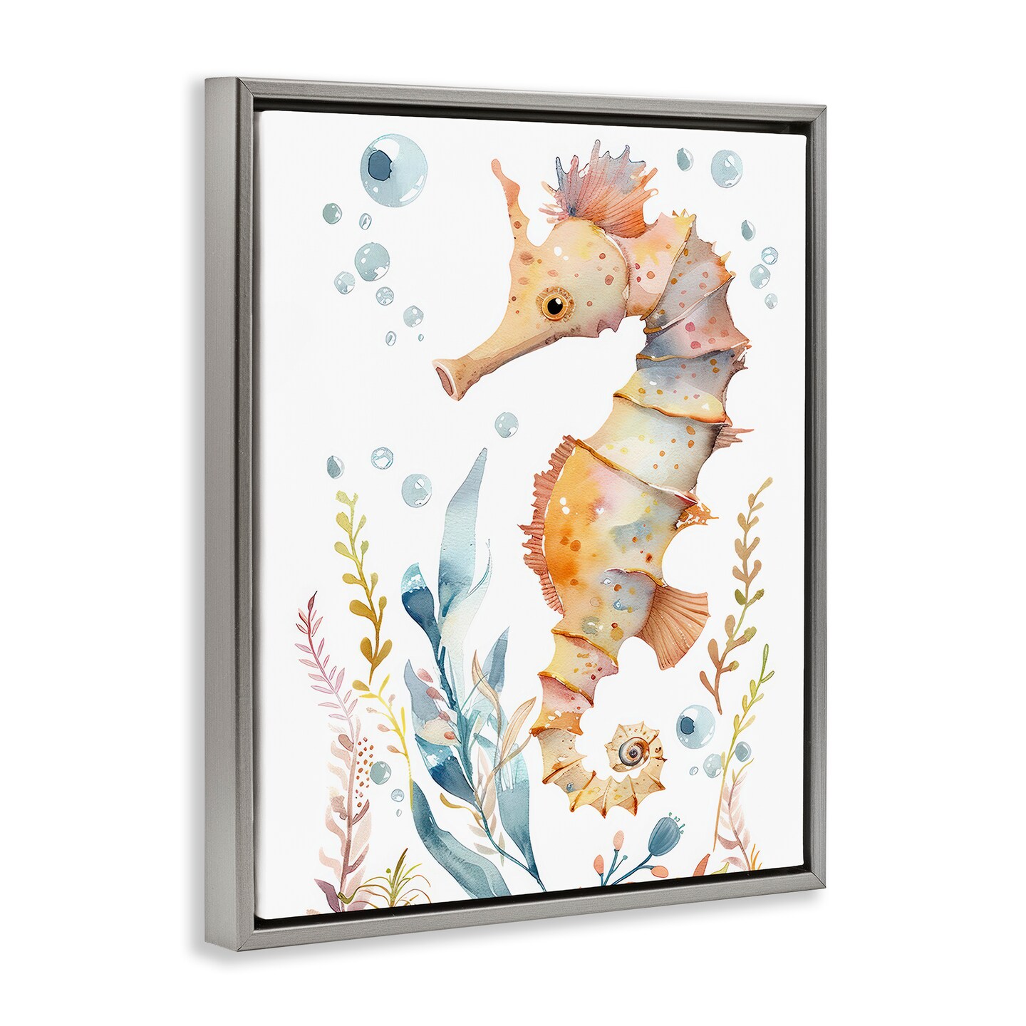 Stupell Industries Soft Seahorse Underwater Floater Framed Canvas Wall Art Design by Franklyn Gregory