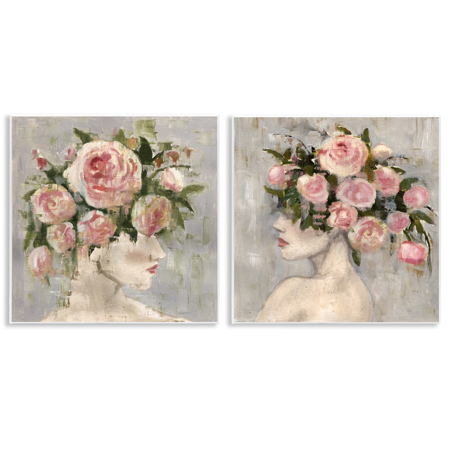Stupell Industries Surreal Women with Roses 2pc Wall Plaque Art Set Design by Charity Henderson