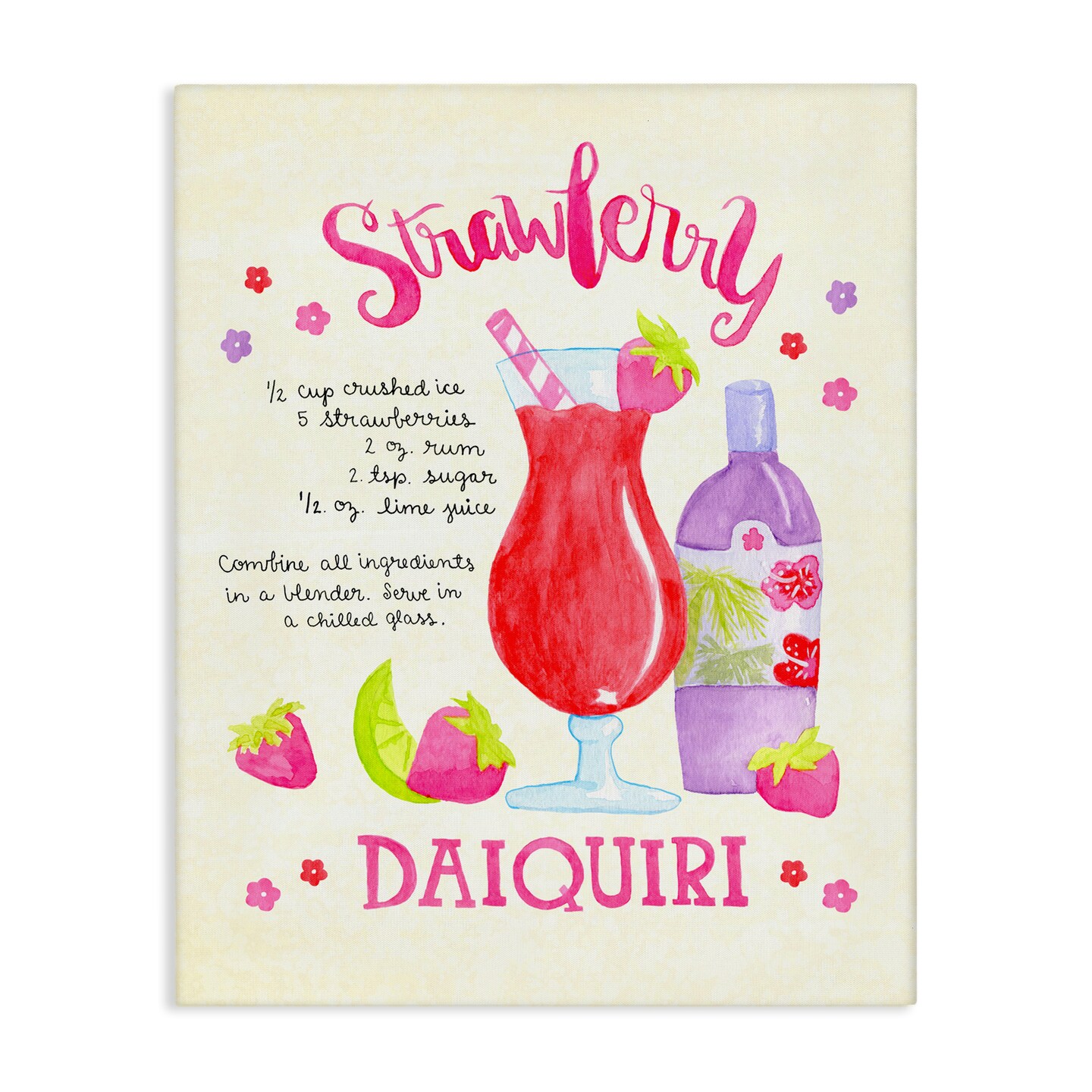 Stupell Industries Strawberry Daiquiri Recipe Canvas Wall Art Design by Jessica Weifle