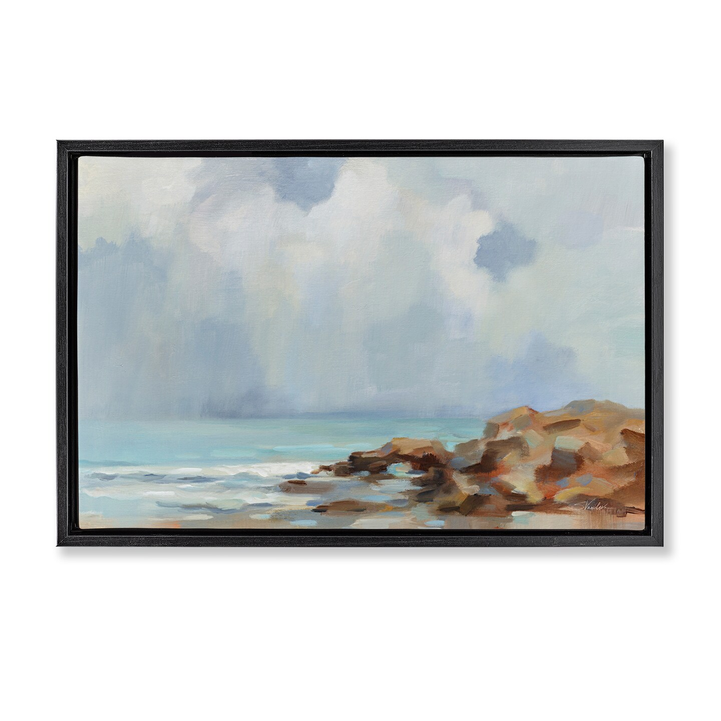 Stupell Industries Morning at Stone Beach Floater Framed Canvas Wall Art Design by Silvia Vassileva