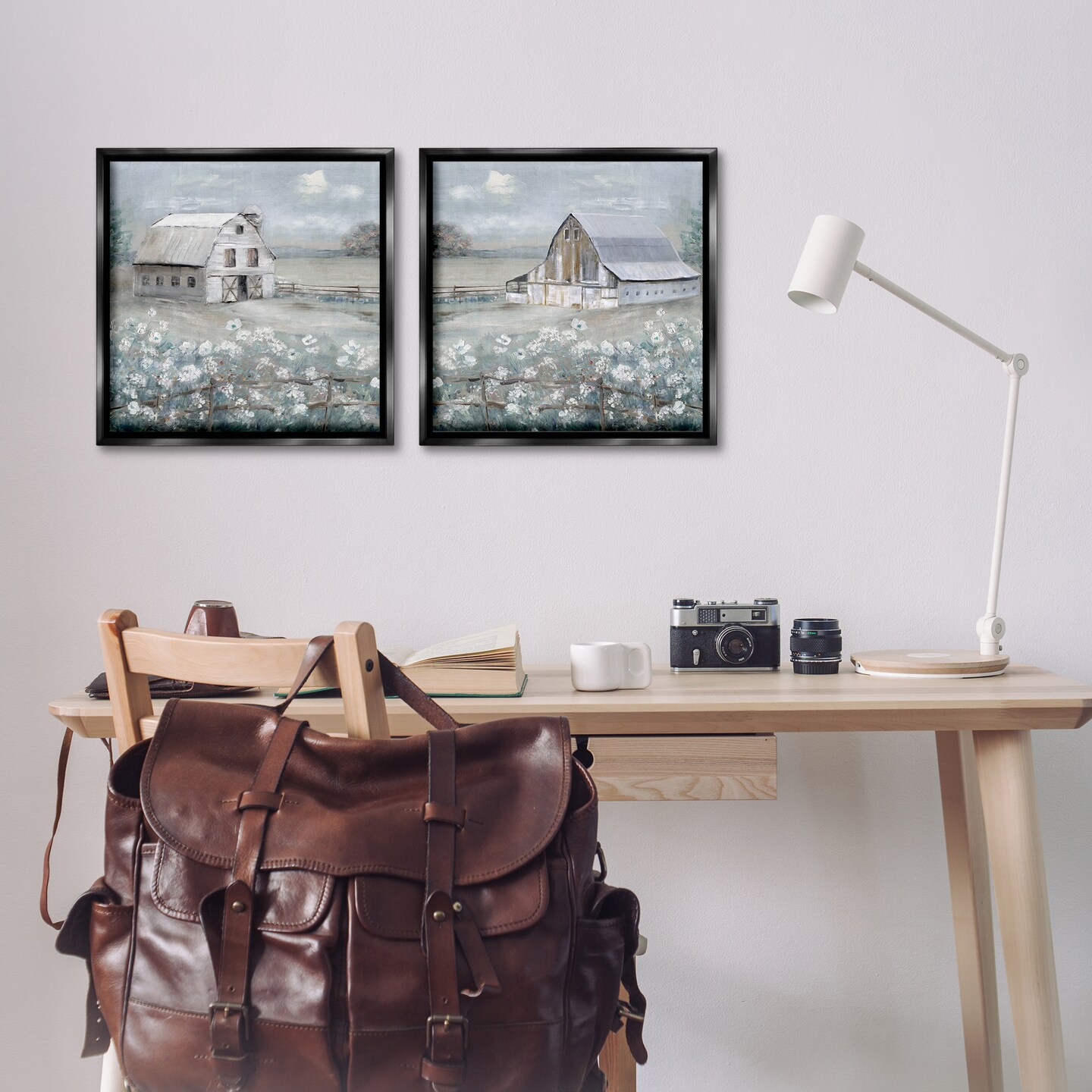 Stupell Industries Country Meadows with Barns 2pc Floater Framed Canvas Wall Art Set Design by Sally Swatland