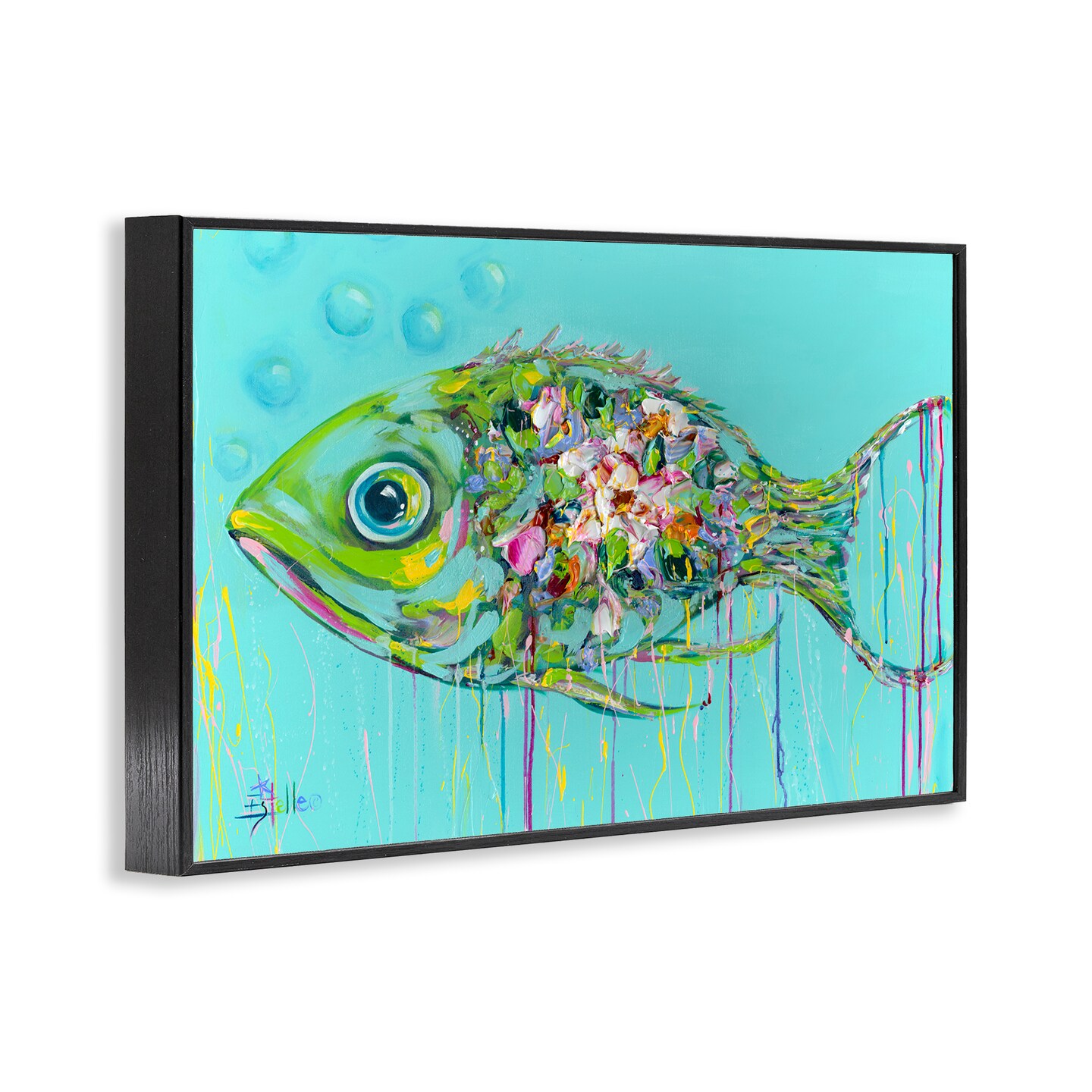 Stupell Industries Painterly Drip Fish Framed Giclee Wall Art Design by Estelle Grengs