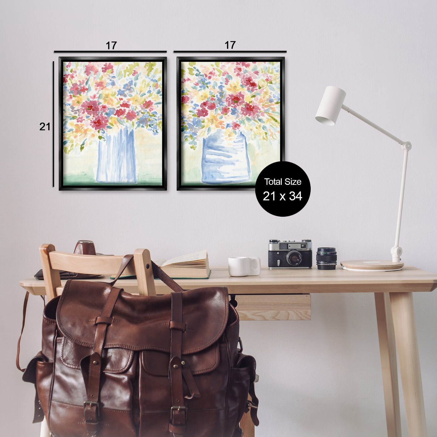 Stupell Industries Soft Speckled Flower Vases 2pc Floater Framed Canvas Wall Art Set Design by June Erica Vess