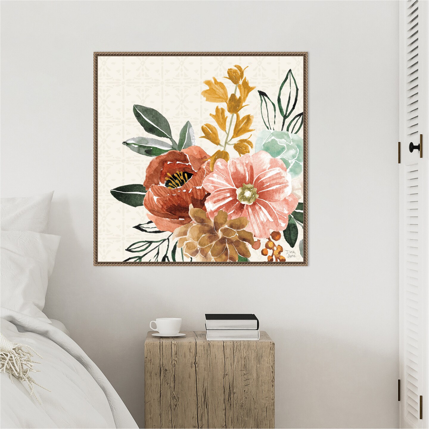 Chic Flowers by Dina June Framed Canvas Wall Art