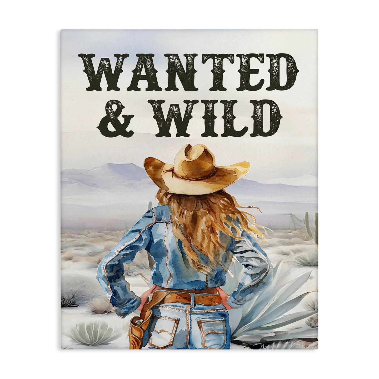 Stupell Industries Wanted &#x26; Wild Cowgirl Canvas Wall Art Design by Lettered and Lined