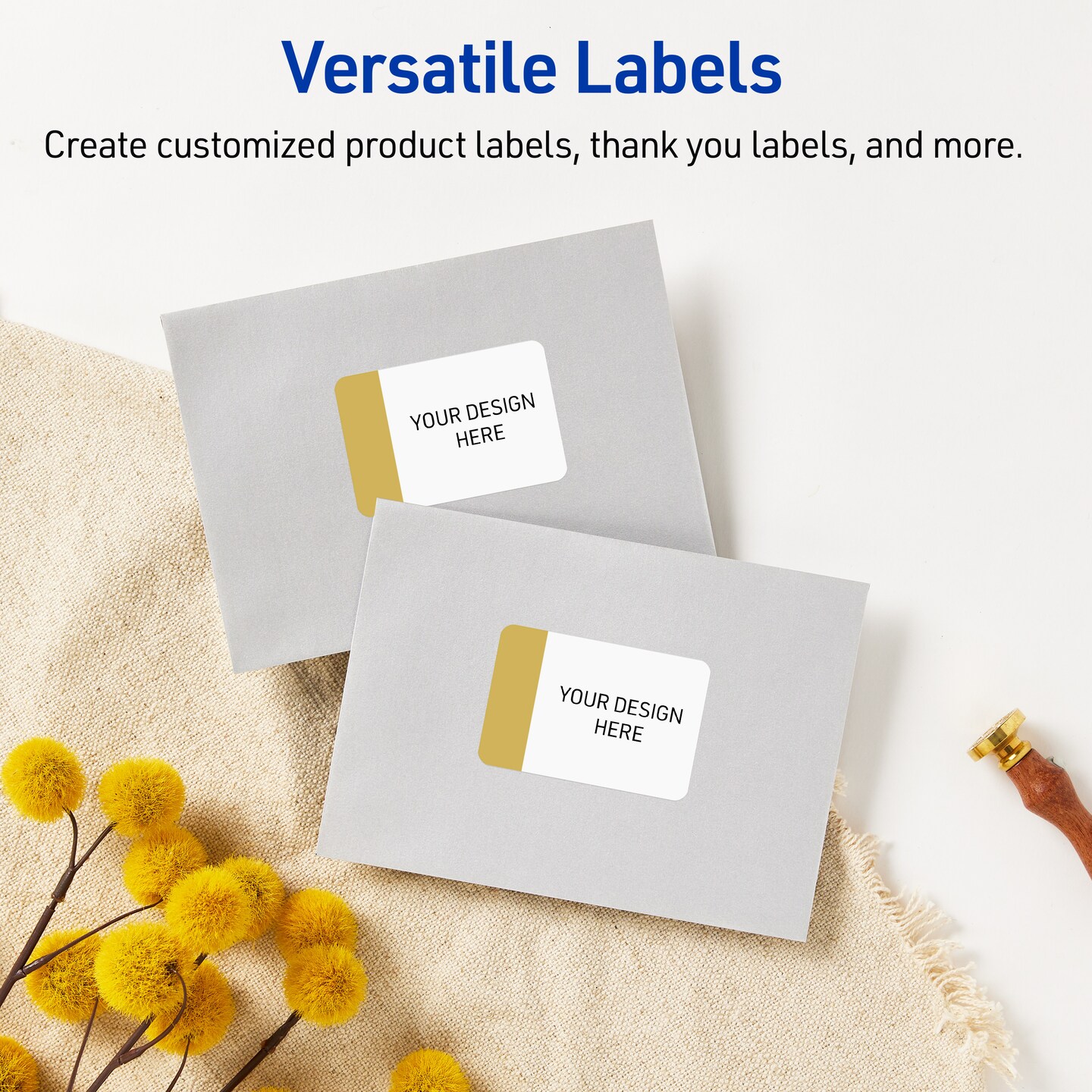 Avery Printable Rectangle Labels, Gold-Dipped Edge, 2" x 3", Glossy White Rectangle Labels, Permanent, Laser/Inkjet, 80ct, Great for Product Labels