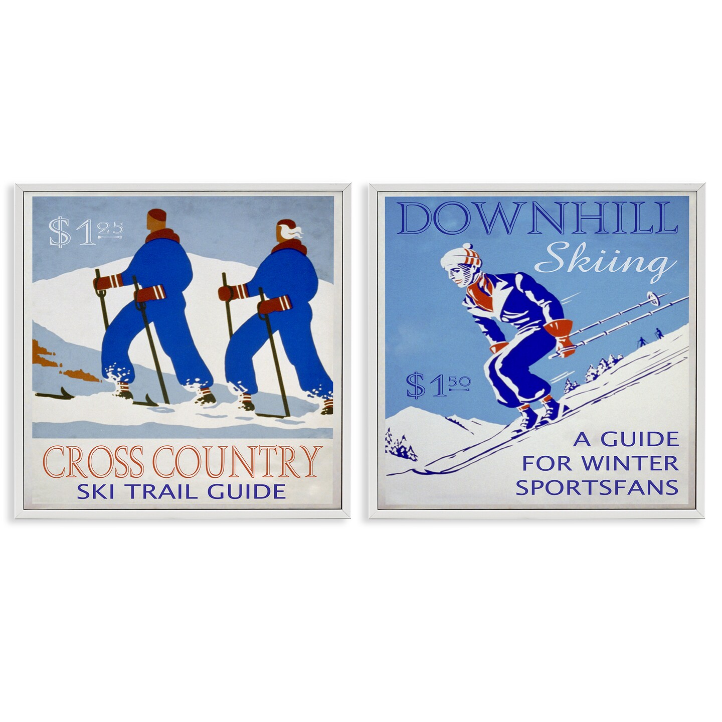 Stupell Industries Cross Country Skiing Posters 2pc Framed Giclee Wall Art Set Design by Graffi*tee Studios