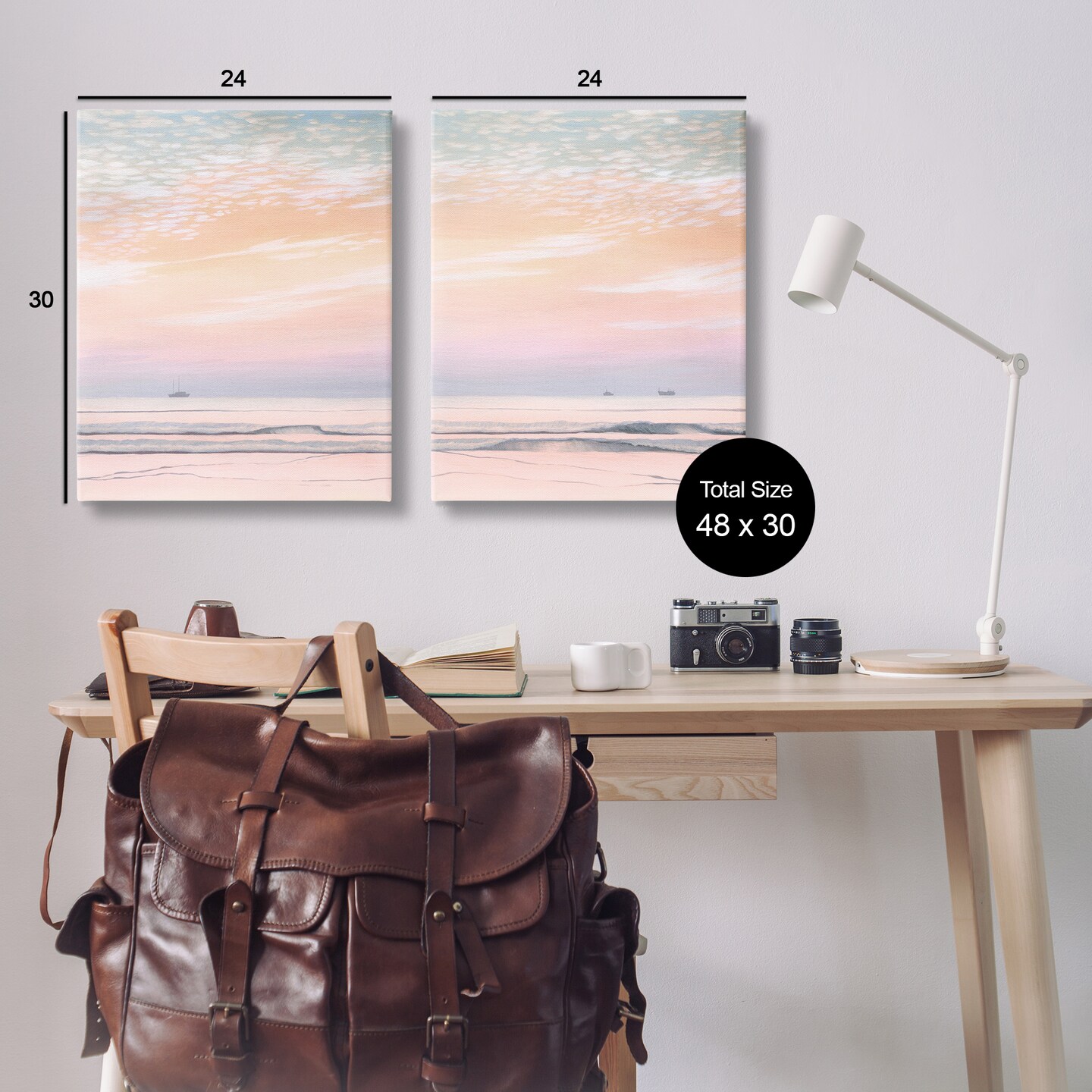 Stupell Industries Peachy Coastal Sunrise 2pc Canvas Wall Art Set Design by Grace Popp